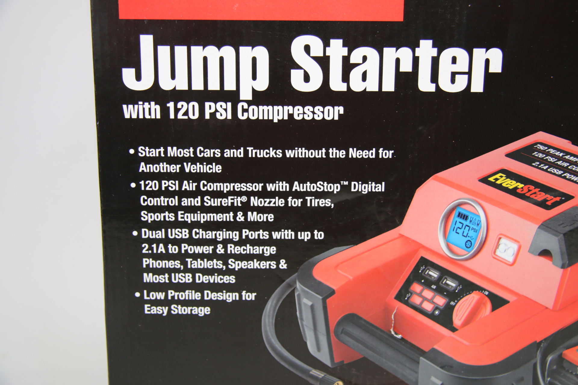 EverStart 750 Peak Amps Jump Starter,120 Psi Air, 55 OFF