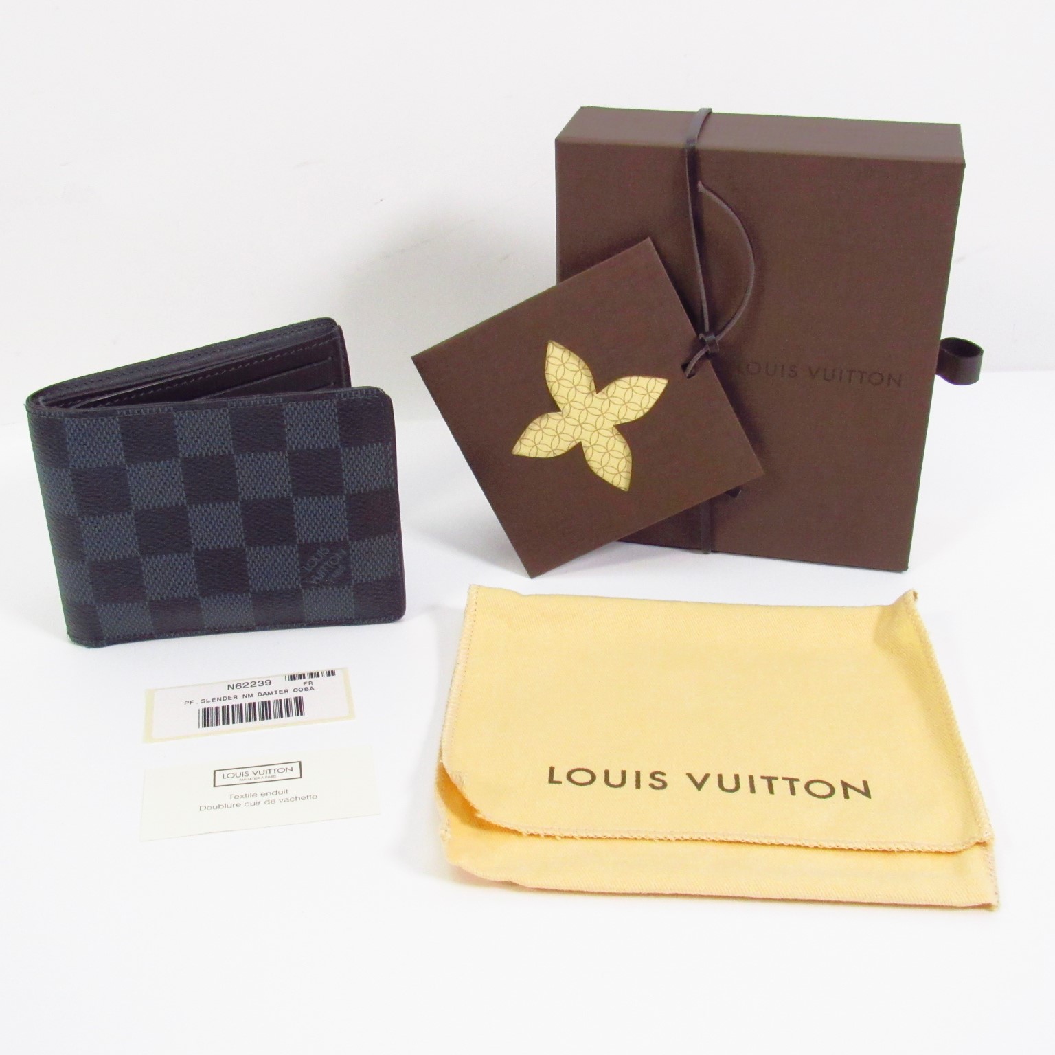 Louis Vuitton N62239 Portefeuille Damier Cobalt Slender Bi-Fold Wallet