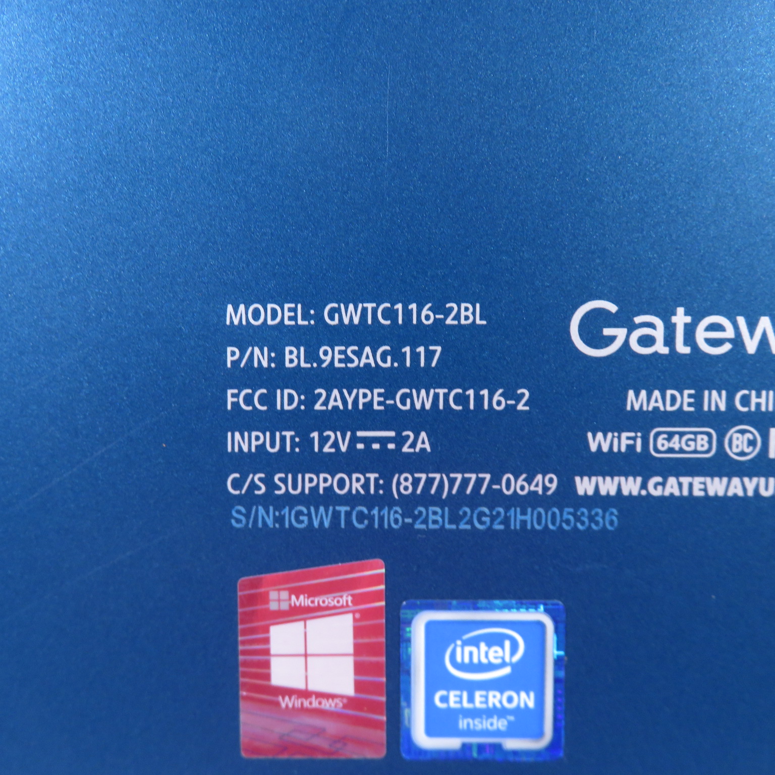 Gateway GWTC116-2BL Win 10 Intel Celeron N4020 1.1GHz 4GB RAM 64GB eMMC ...