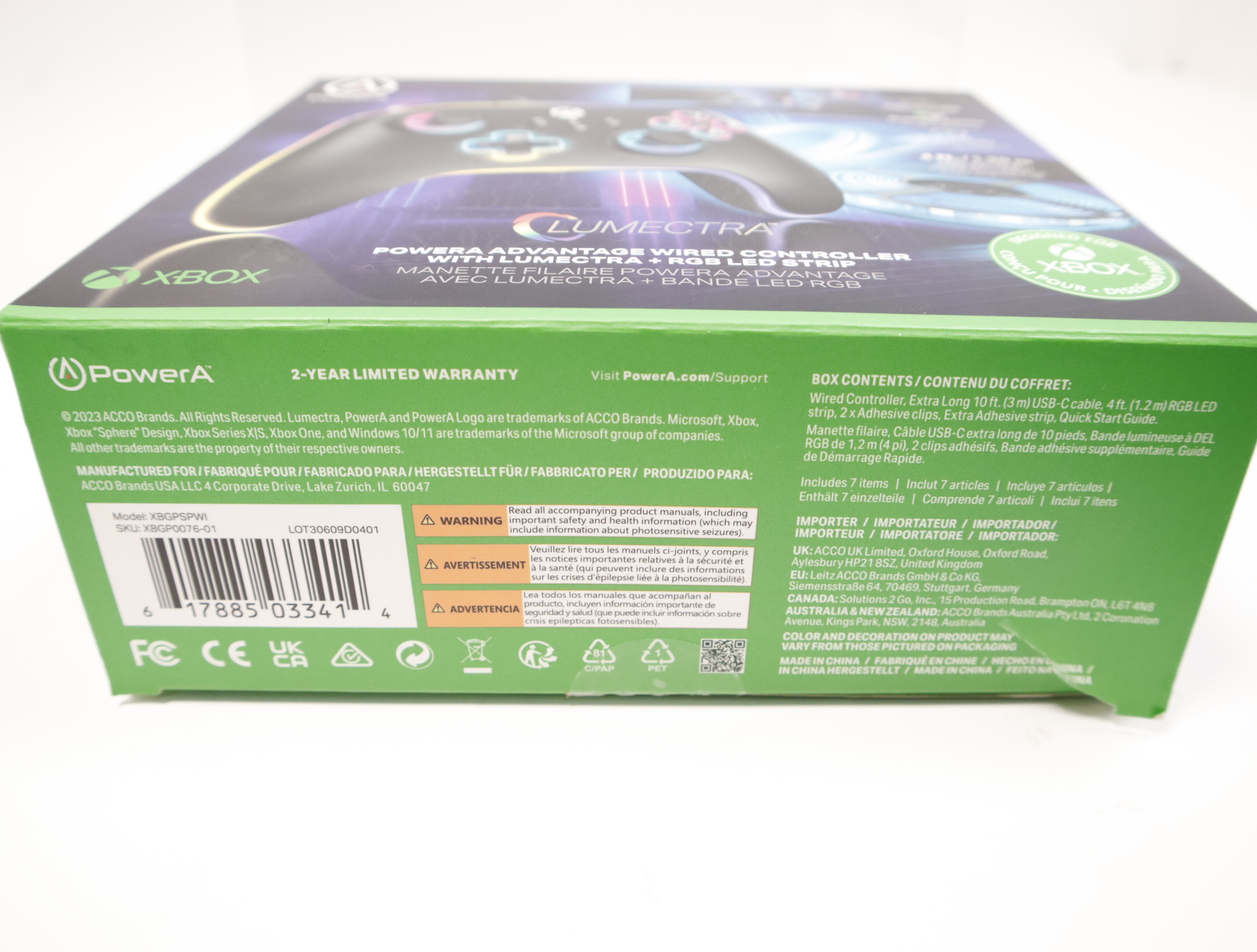 PowerA Advantage Lumectra Wired Controller Xbox Series X|S RGB LED Strip