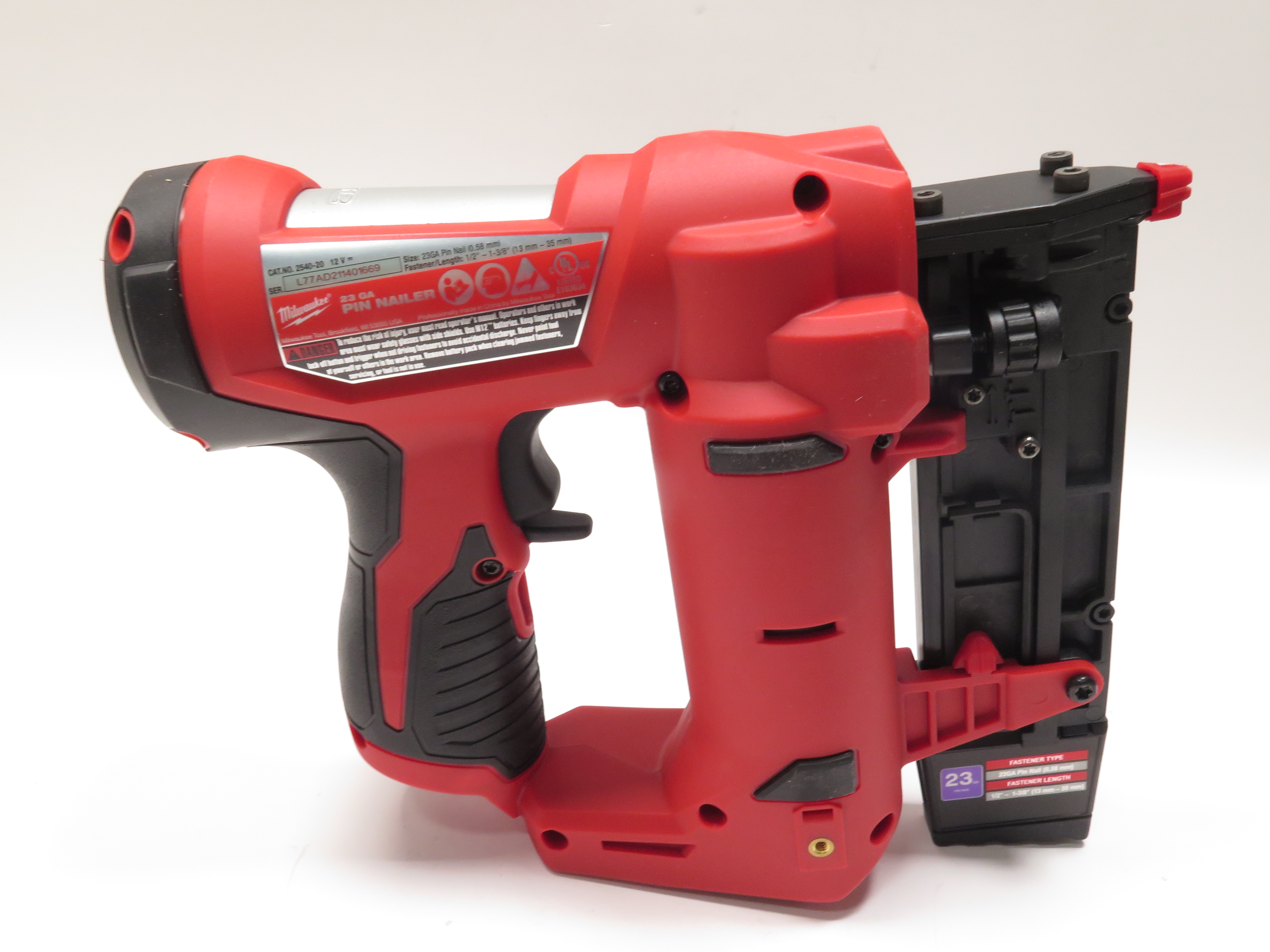 Milwaukee 2540-20 M12 12-Volt 23-Gauge Lithium-Ion Cordless Pin Nailer 5998