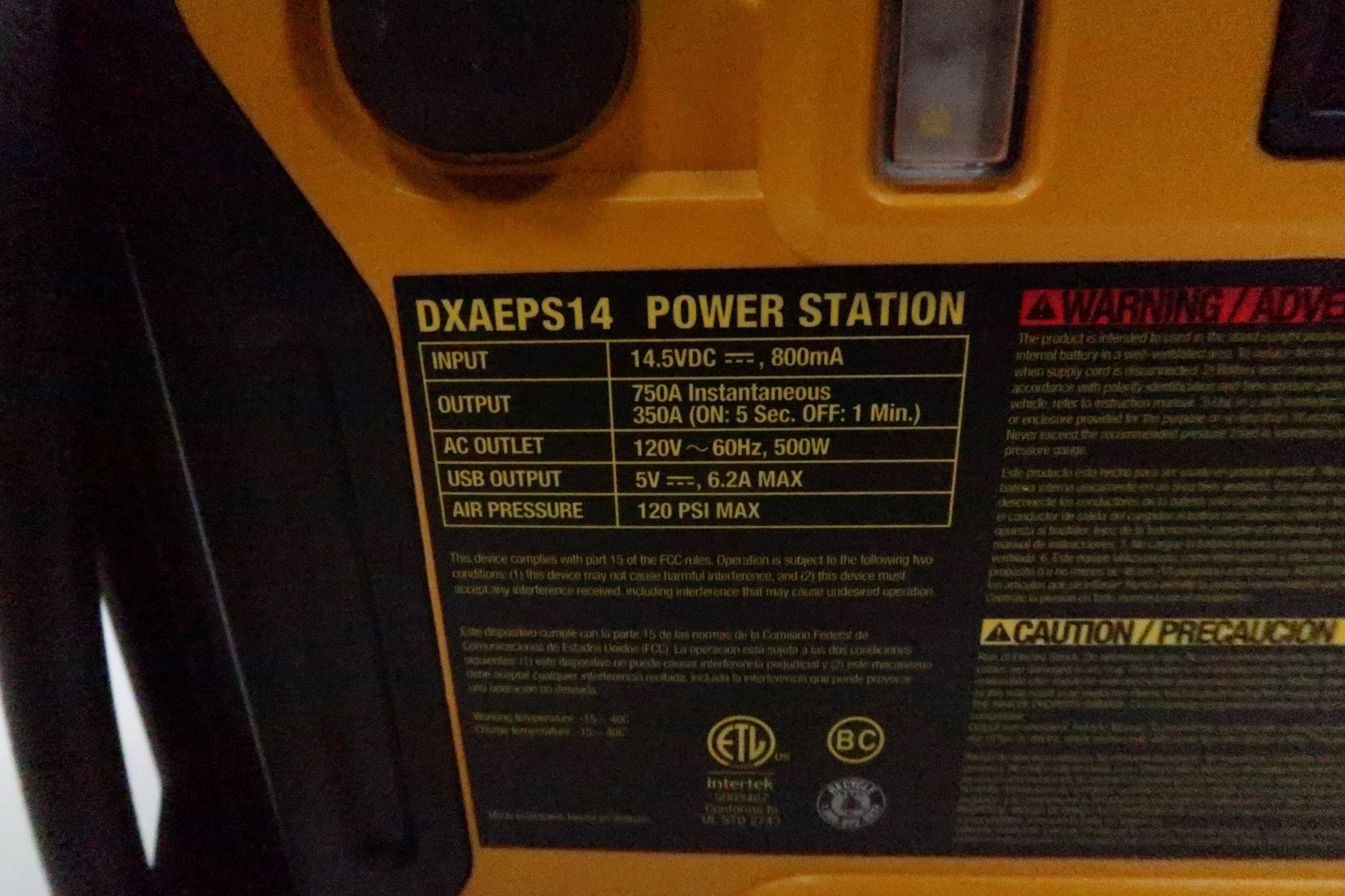 DeWalt DXAEPS14 1600 Peak Amp Automotive Jump Starter 9095