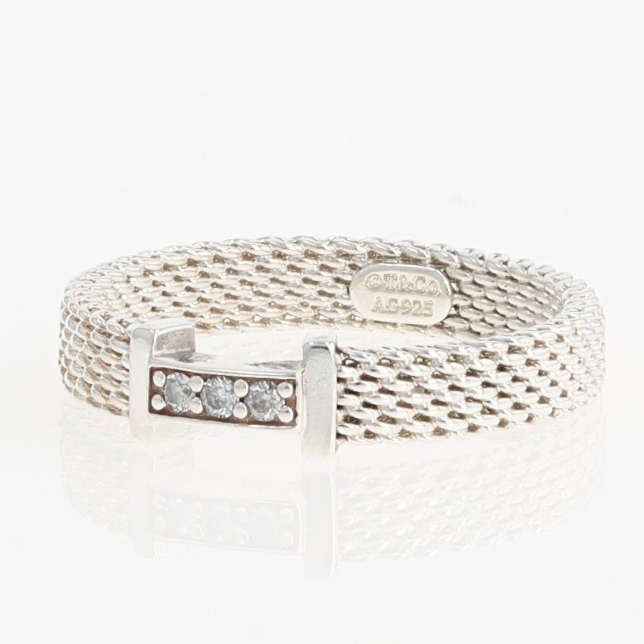 Tiffany & Co. Sommerset Mesh Ring with Diamond Accents