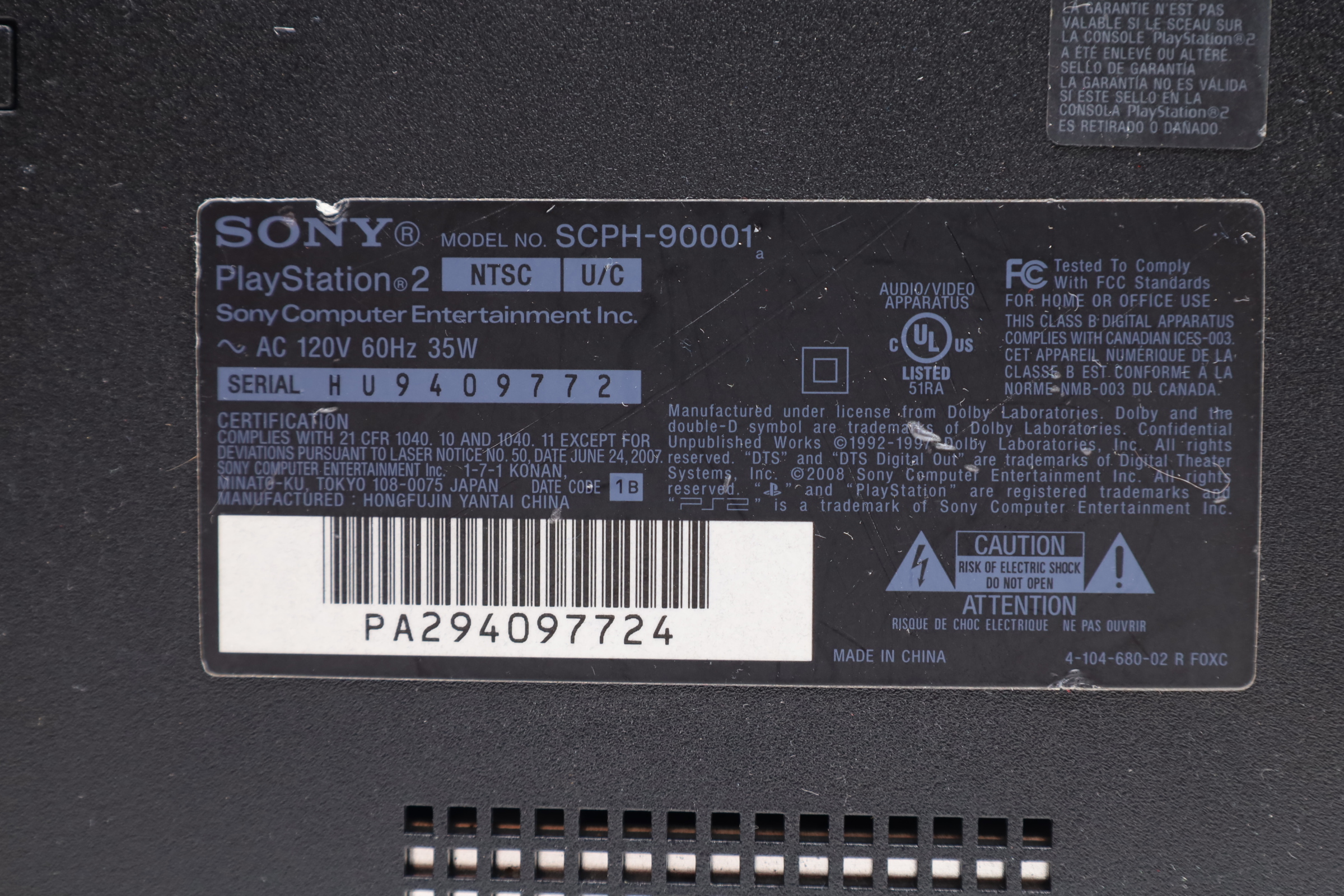 Sony PlayStation 2 Slim SCPH90001 Video Game Console Black (7400)