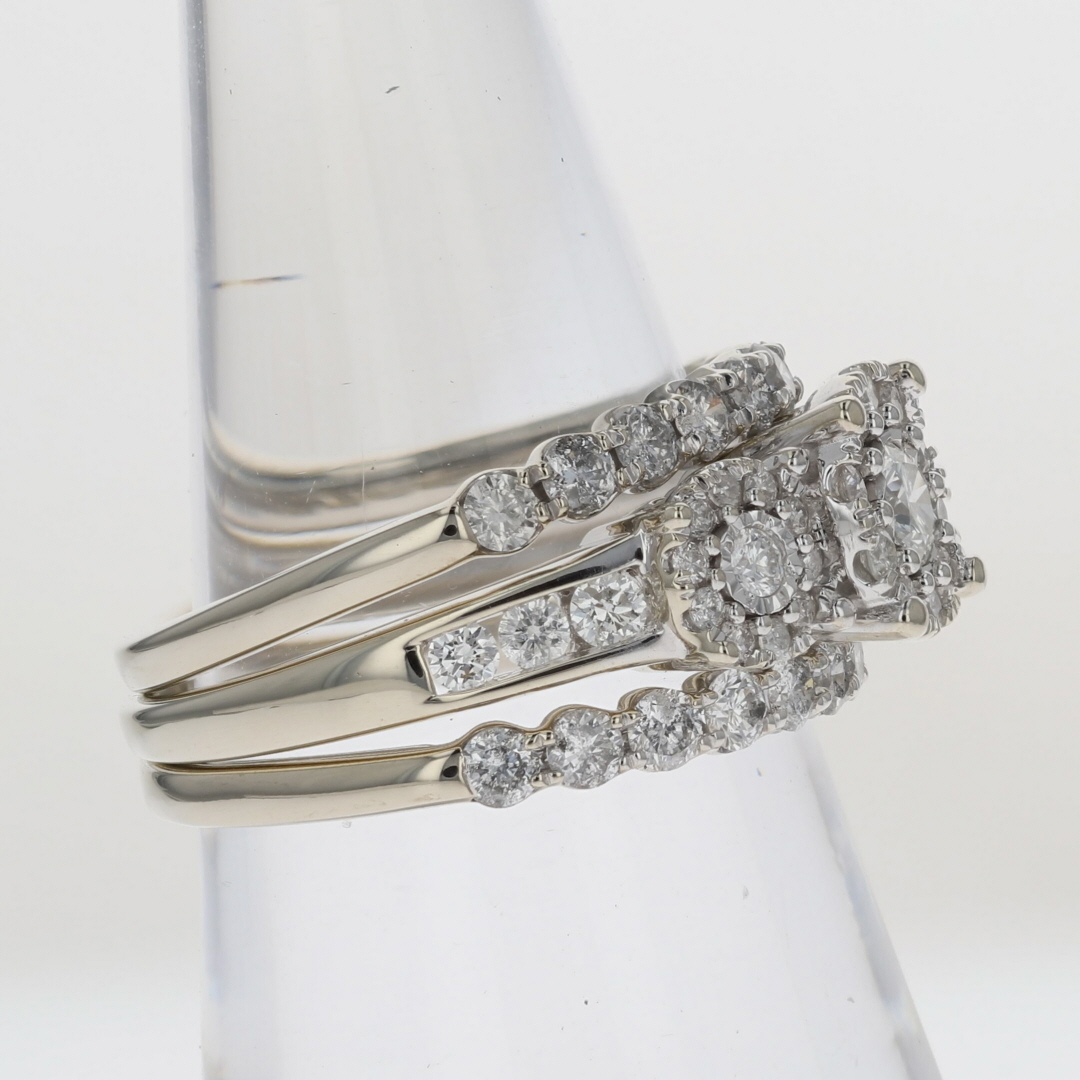 1.53ctw Round Cut Diamond Cluster Wedding Set Rings 14k White Gold size ...
