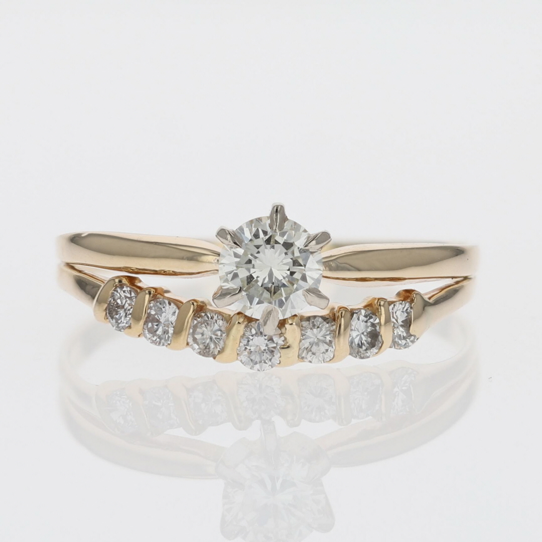 .55ctw Diamond Solitaire with Accents Wedding Set Rings 14k Yellow Gold