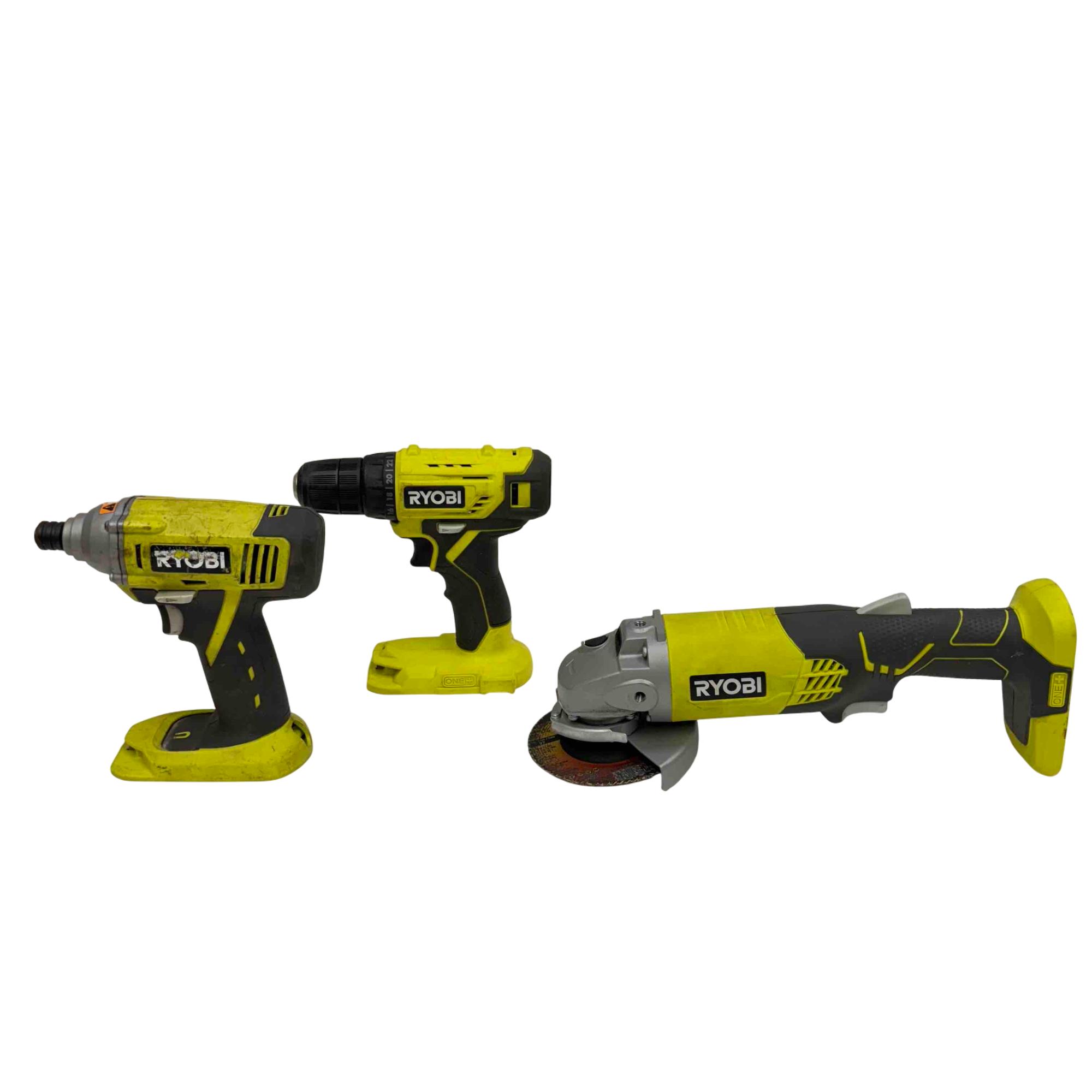 Ryobi 18V ONE+ Drill Impact Driver Angle Grinder Bundle P209DCN - Main Image
