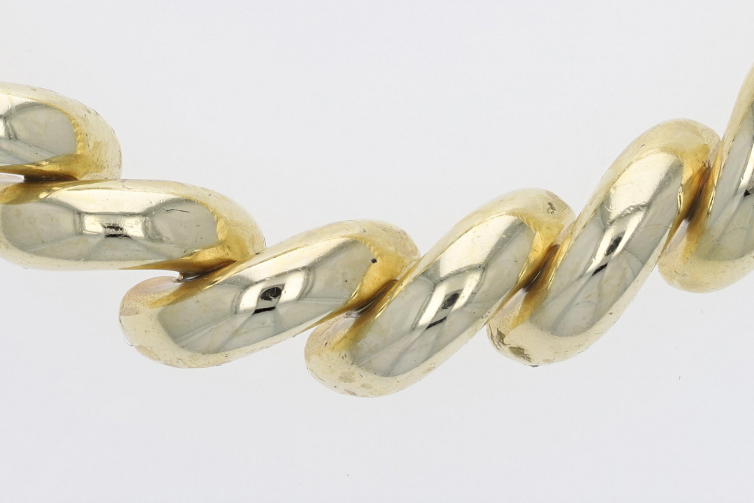 8.6mm San Marco Link Chain 17" Necklace 14k Yellow Gold Italy 46.18 Grams