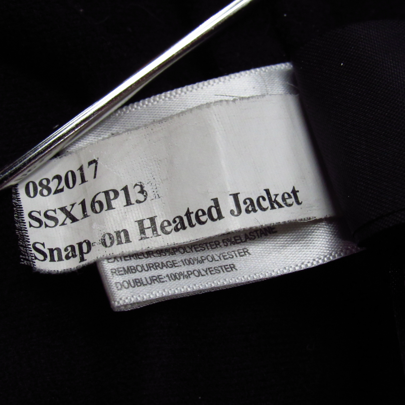 Snap on tools ssx16p131 men s large heated jacket black