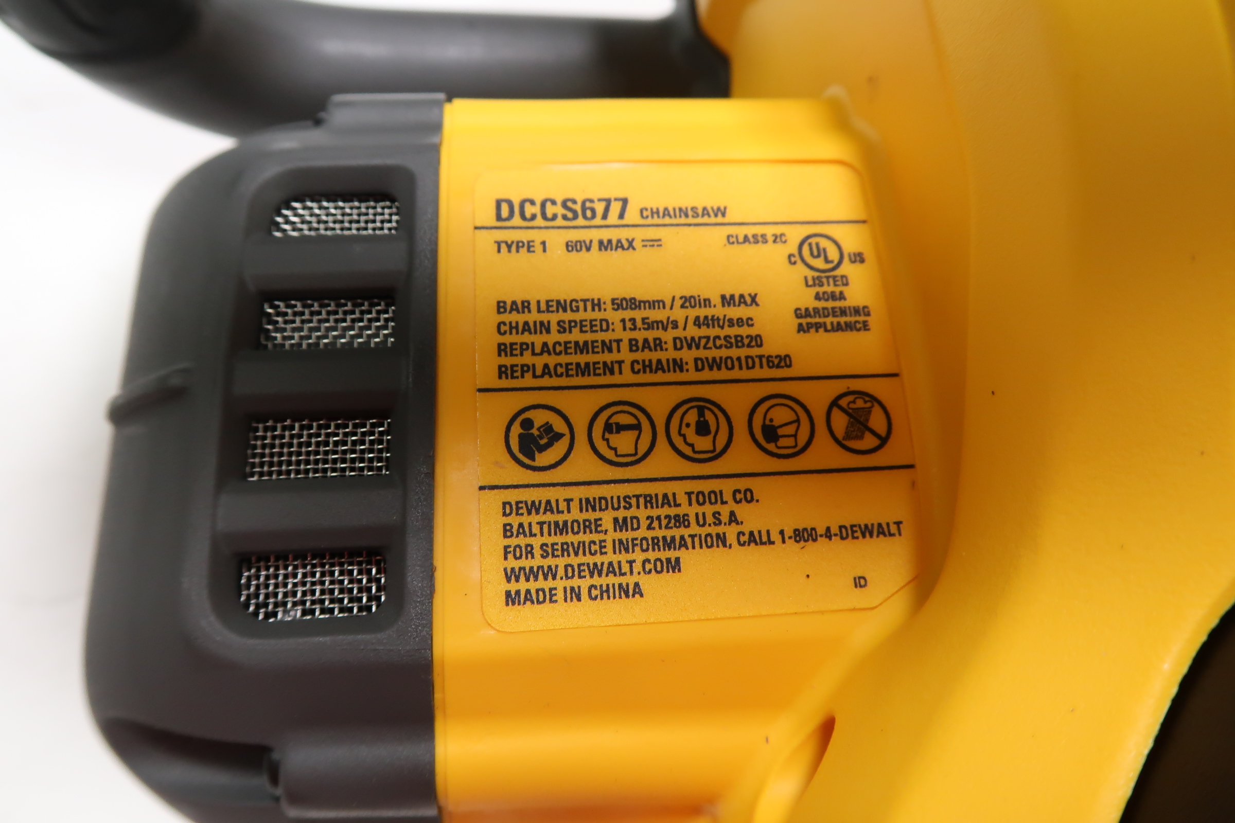 DeWalt DCCS677 60V MAX 20" Brushless Cordless Battery Powered Chainsaw