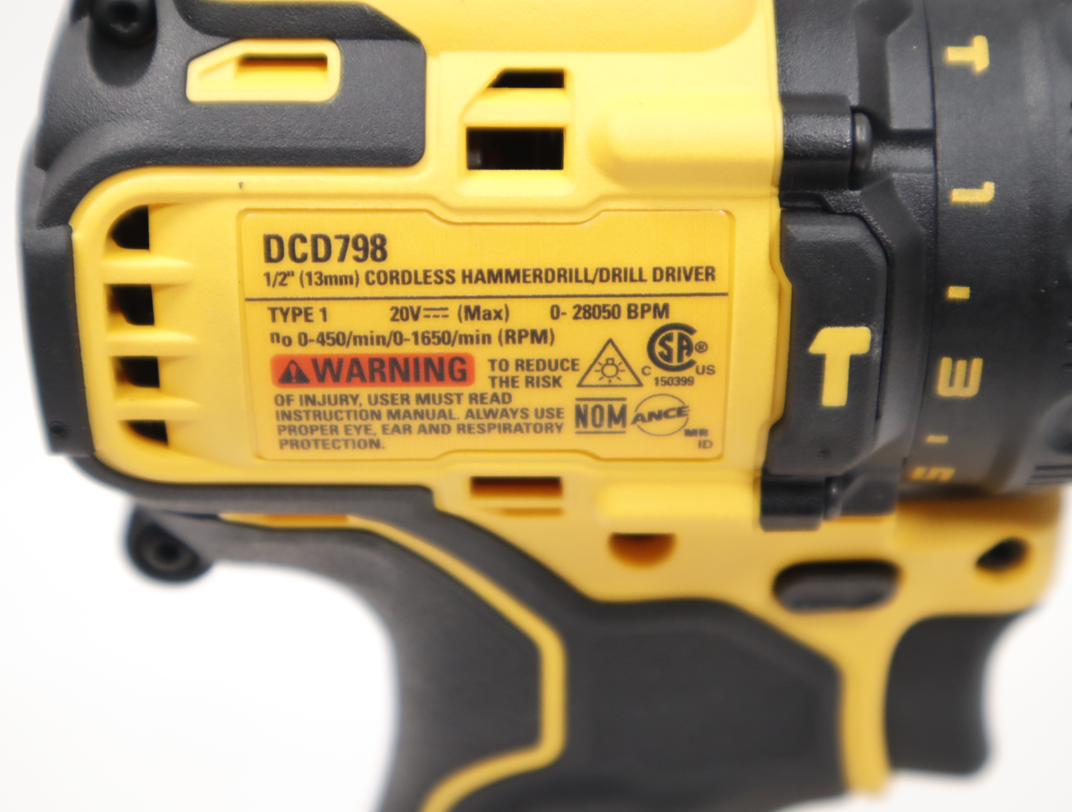 DEWALT DCD798 1/2-in 20-volt Max Variable Speed Brushless Cordless ...