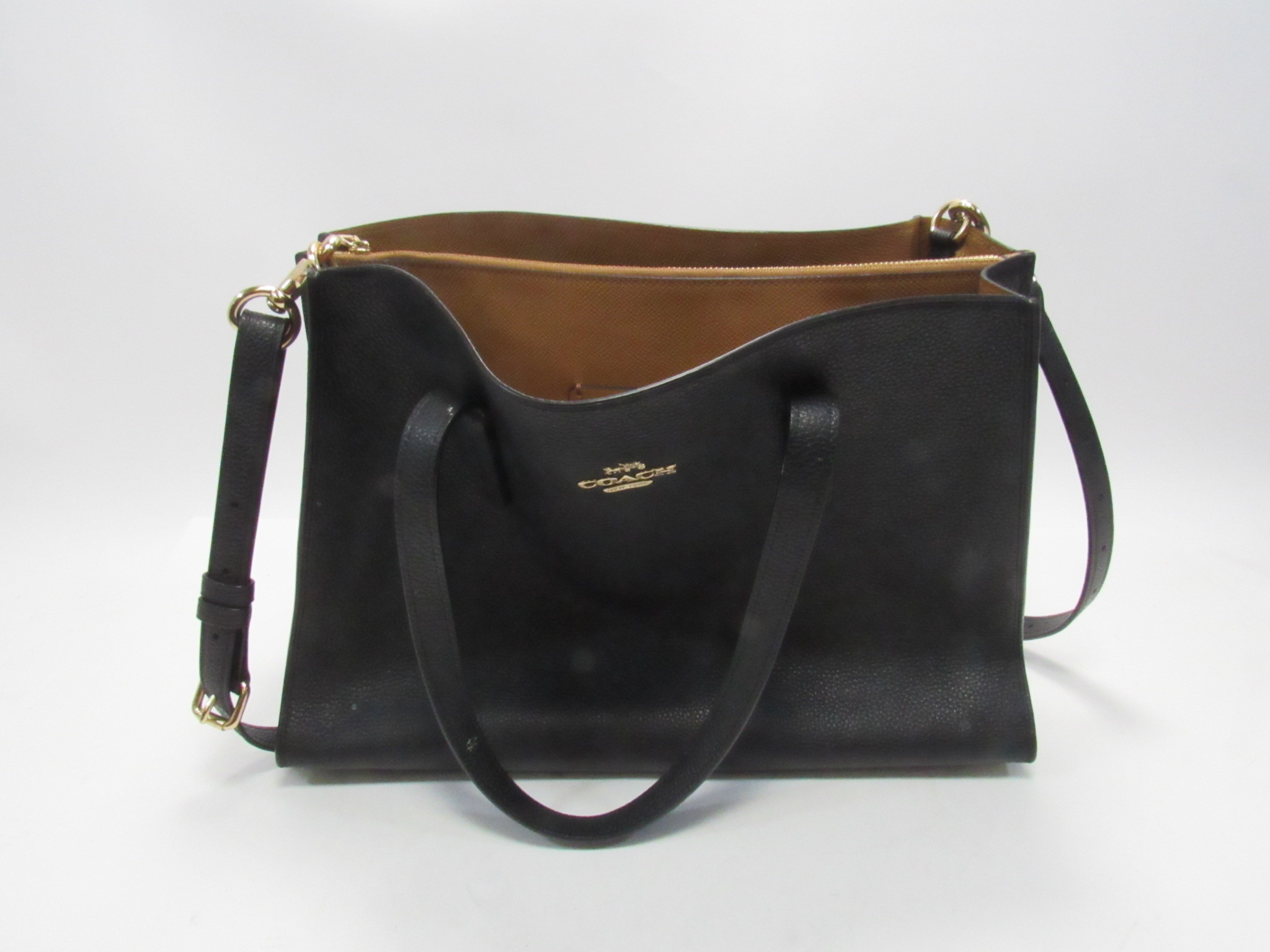 Coach Ladies Purse Handbag Gold Tone Accent Coach Logo Black