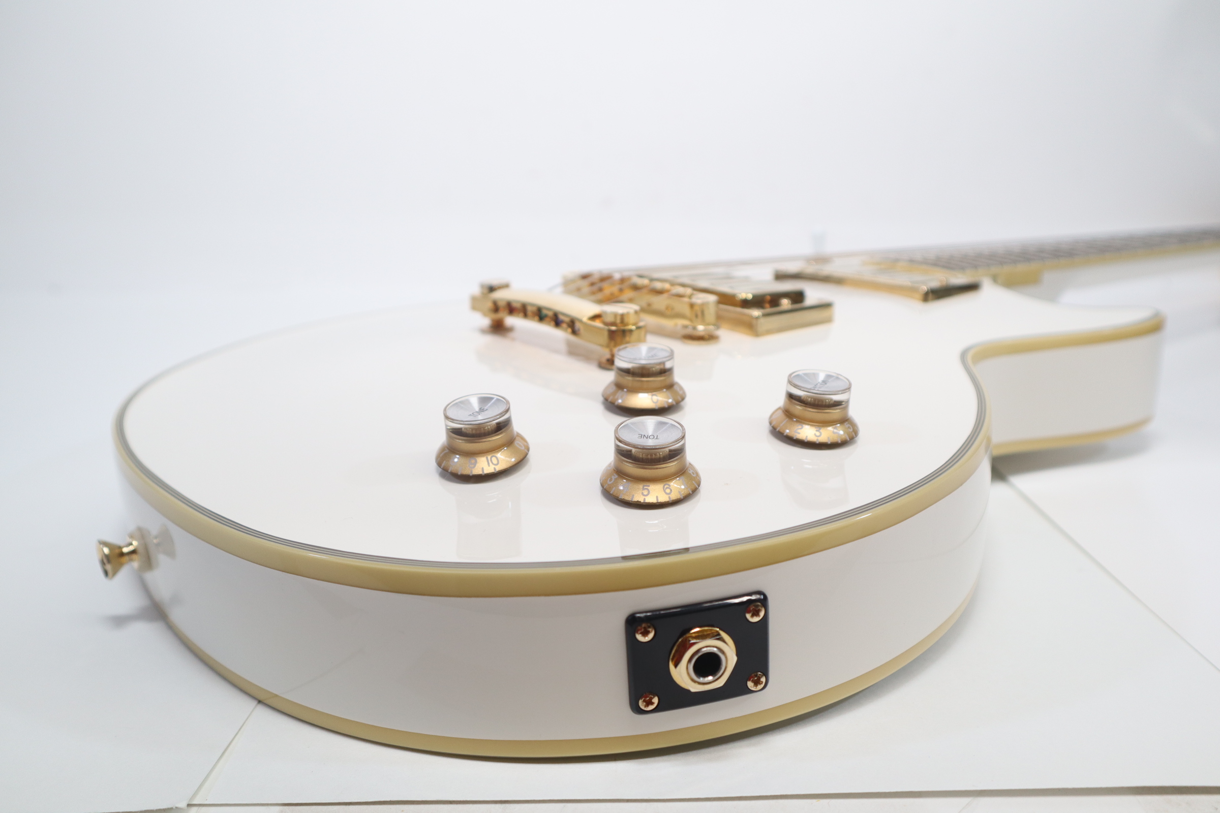 ギター Epiphone Les Paul Custom White Epiphone Les Paul Custom - alpine white Single cut electric