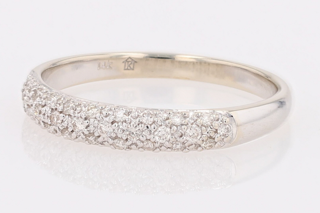 .14ctw Round Cut Diamond Cluster Wedding Band Ring 14k White Gold Size 6.75
