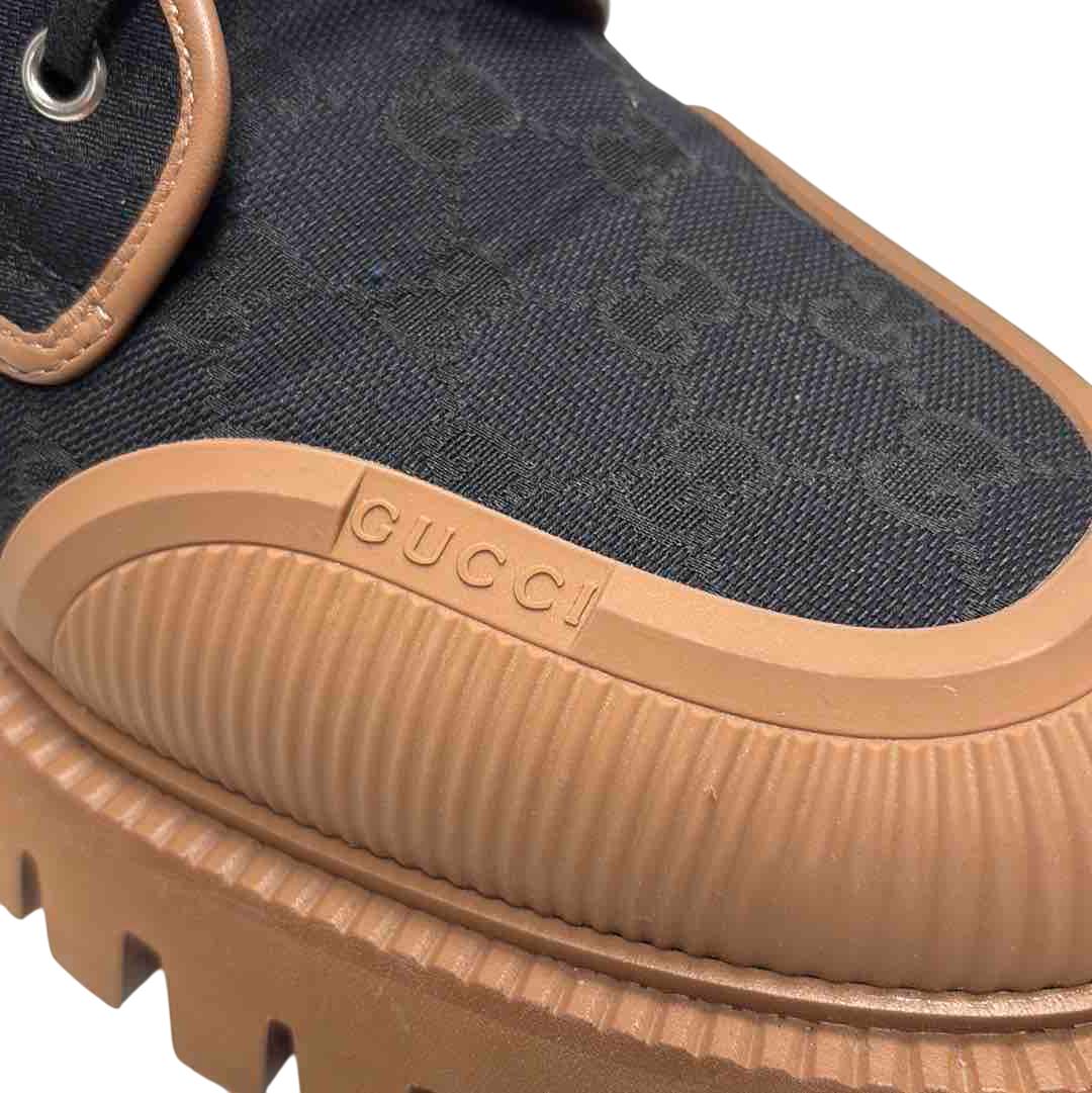 Gucci Men's Black and Brown Lace-Up Work/Designer Boots Size 10 Gucci Men's Black and Brown Lace-Up Work/Designer Boots Size 10