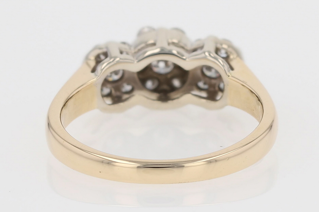.89ctw Round Cut Diamond Cluster Engagement Ring 14K Yellow Gold Size 7.25