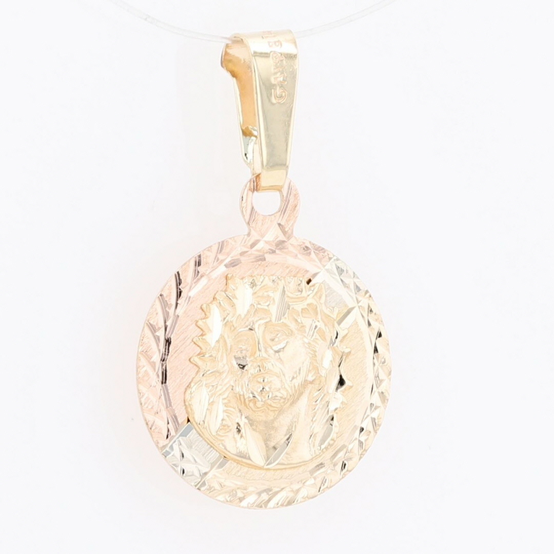 24mm Religious Jesus Head Pendant without Chain 14k MultiTone Gold 1.