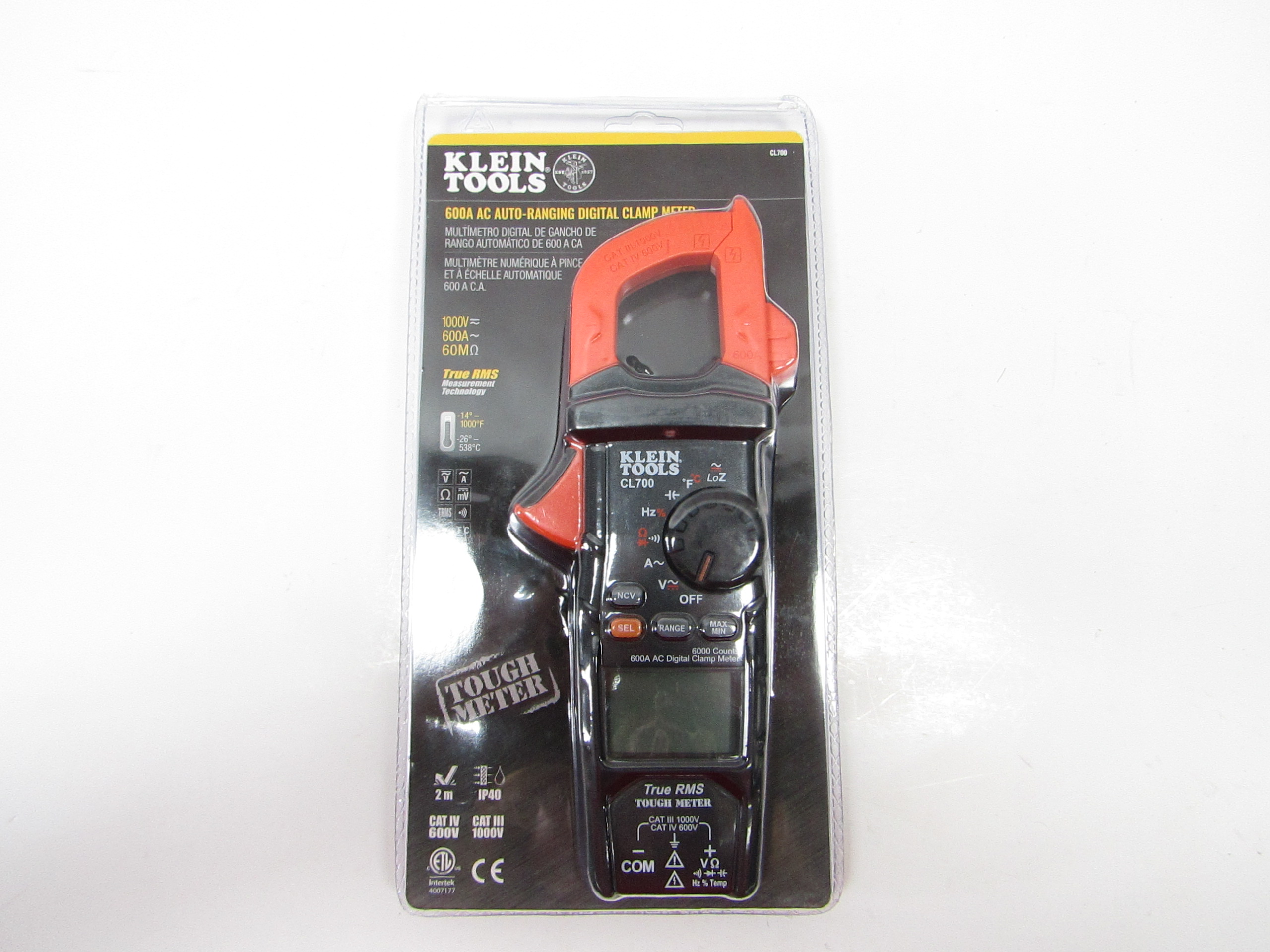 Klein Tools CL700 600 Amp AC Auto-Ranging Digital Clamp Meter 0876