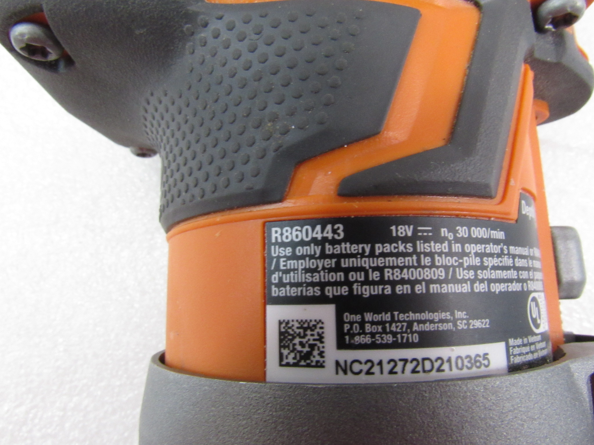 Ridgid R860443 18V OCTANE Brushless Cordless Compact Fixed Base Router