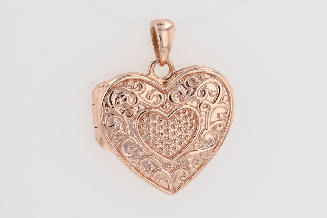 Chain Without Locket 21.8mm Heart Love Locket Pendant without Chain 10K Rose Gold 3.42 Grams