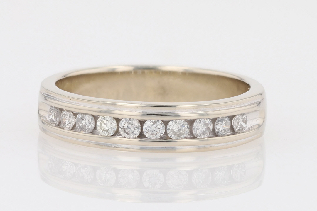 .50ctw Round Cut Diamond Channel-Set Wedding Band Ring 14k White Gold ...