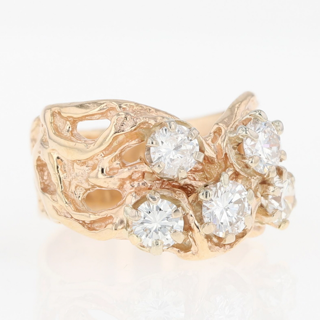 1.59ctw Round Diamond Cluster Nugget Statement Ring 14k Yellow Gold ...
