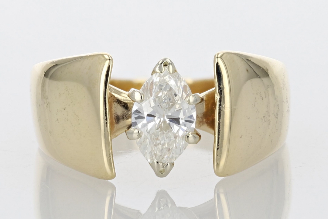 .63ct Marquise Cut Diamond Solitaire Engagement Ring 14k Yellow Gold ...