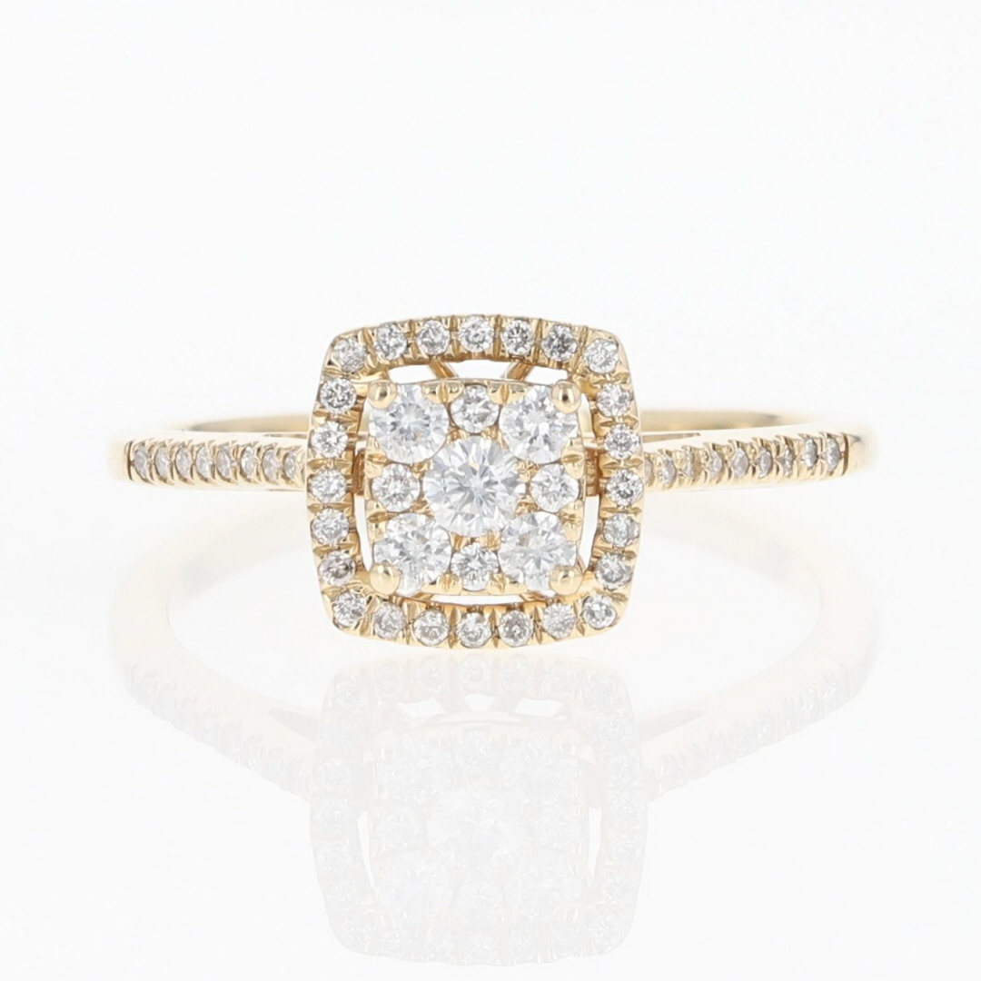 10K White Gold Multi-Stone Diamond Round w/ Square Halo Engagement Ring 10K White Gold Multi-Stone Diamond Round w/ Square Halo Engagement Ring
