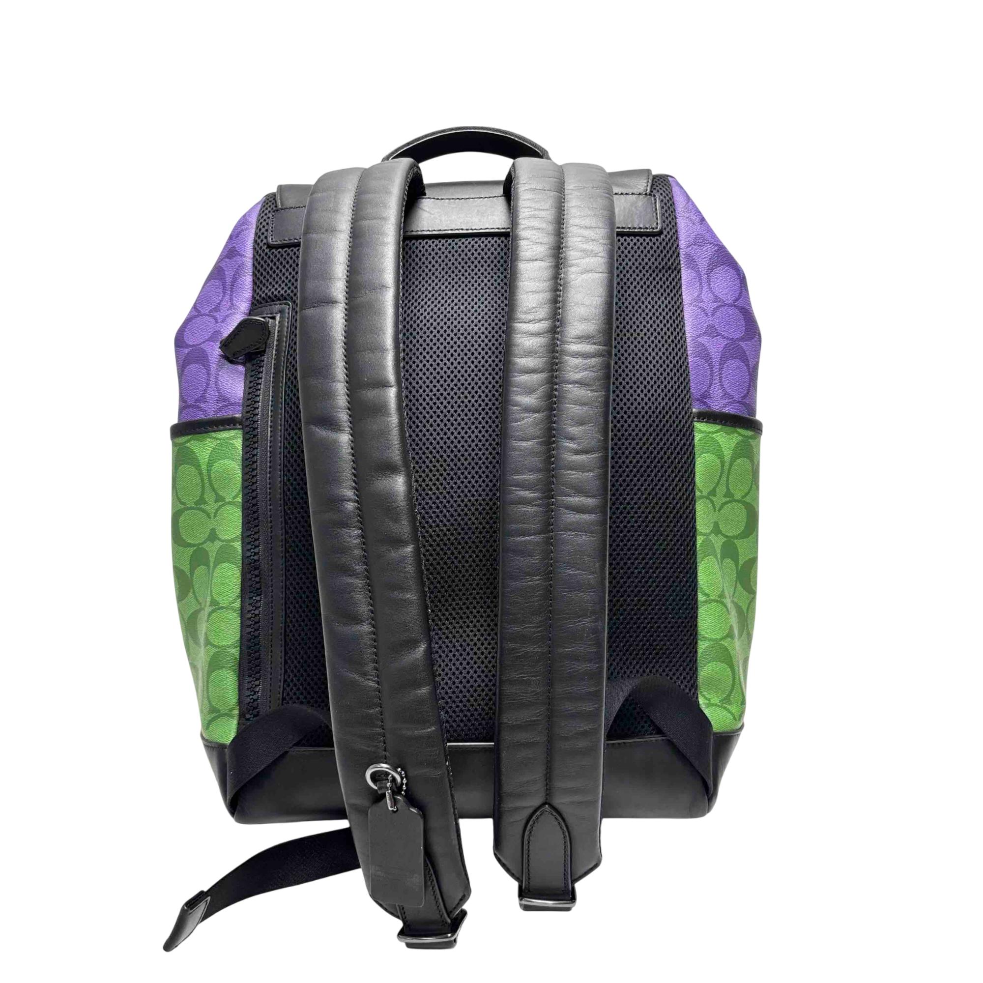 Coach New York Black/Multicolor Leather Drawstring Backpack  display picture 1