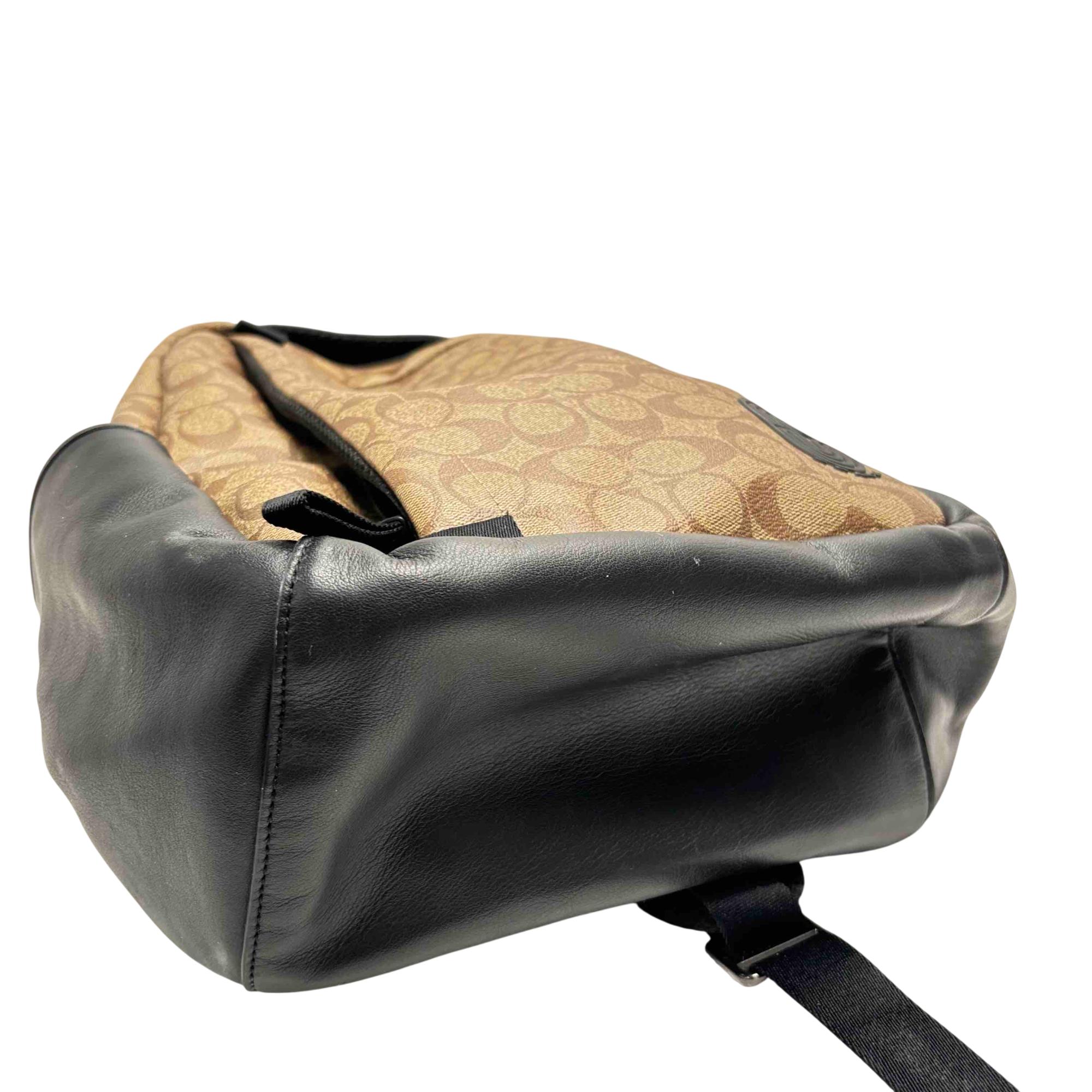 Coach L2057 Signature Leather And Canvas Backpack Tan/Black 18