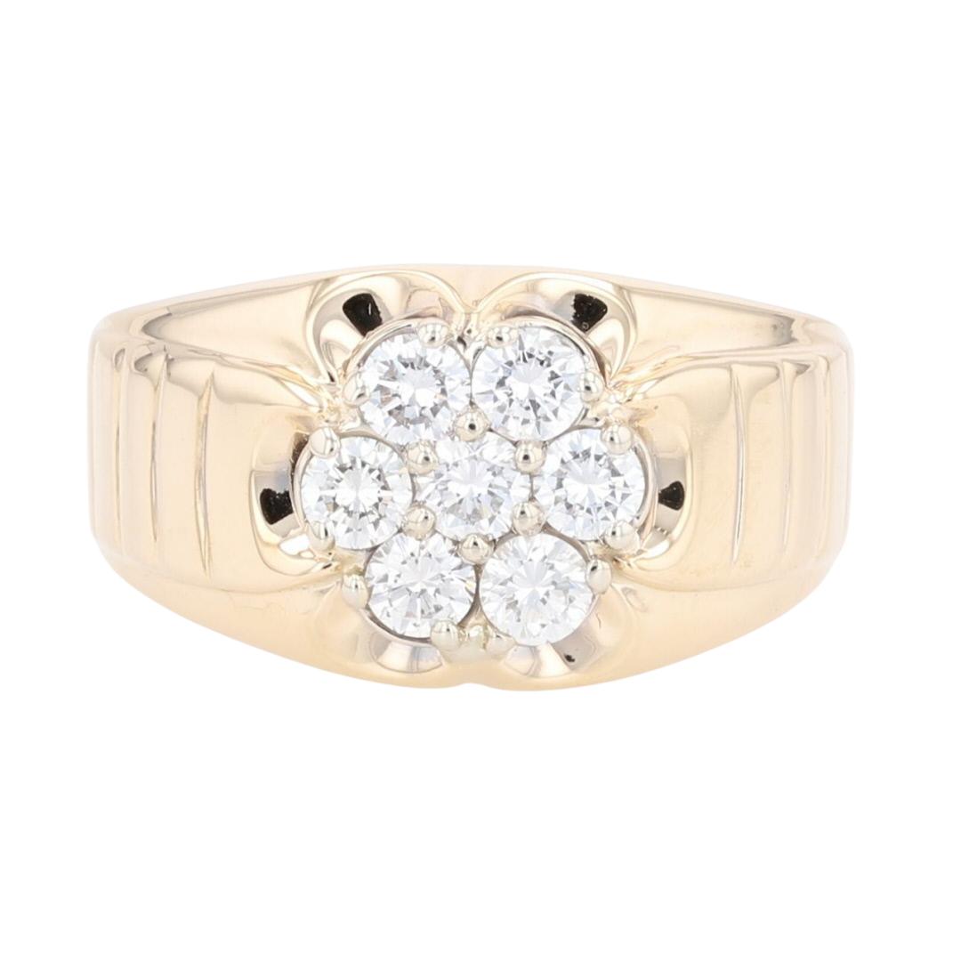 1.00ctw Round Cut Diamond Cluster Wedding Band Ring 14k Yellow Gold ...