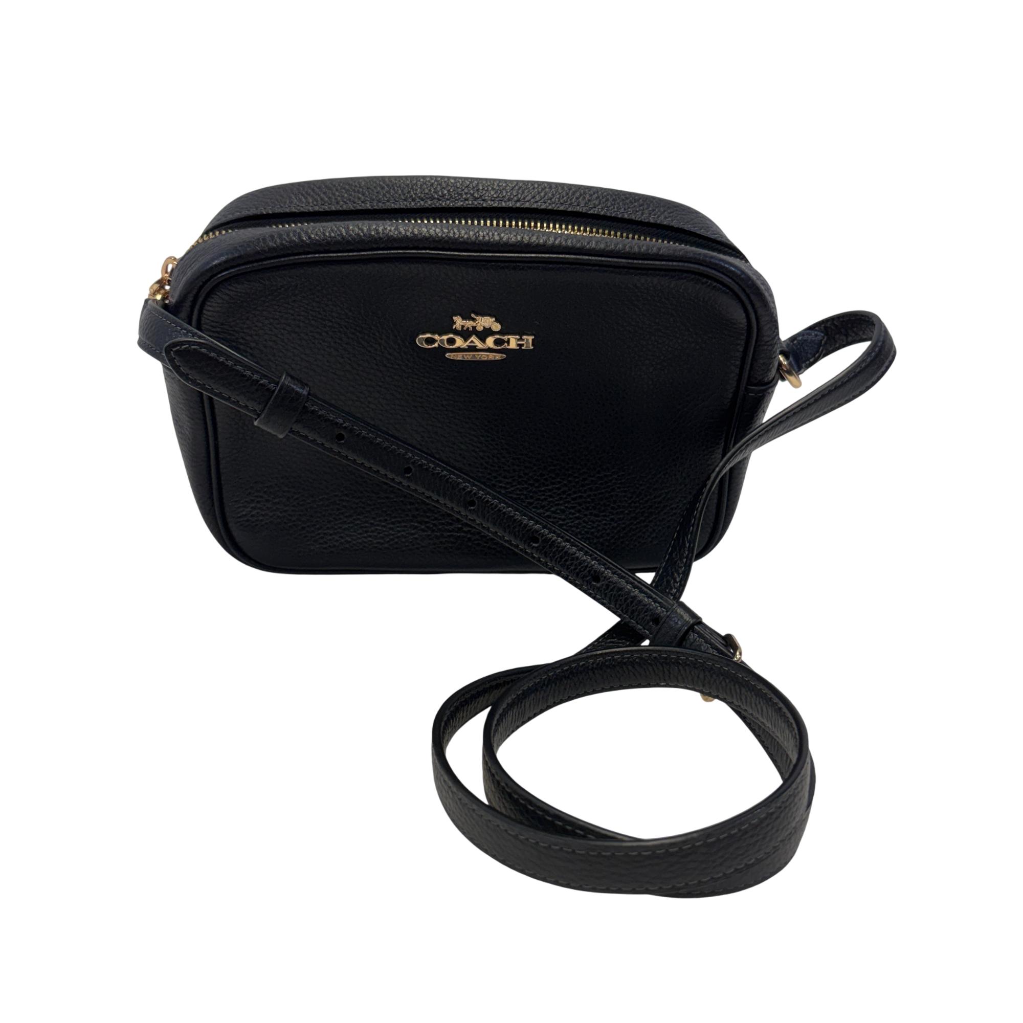 Coach Mini Jamie Camera Bag Black Pebbled Leather Crossbody C2591