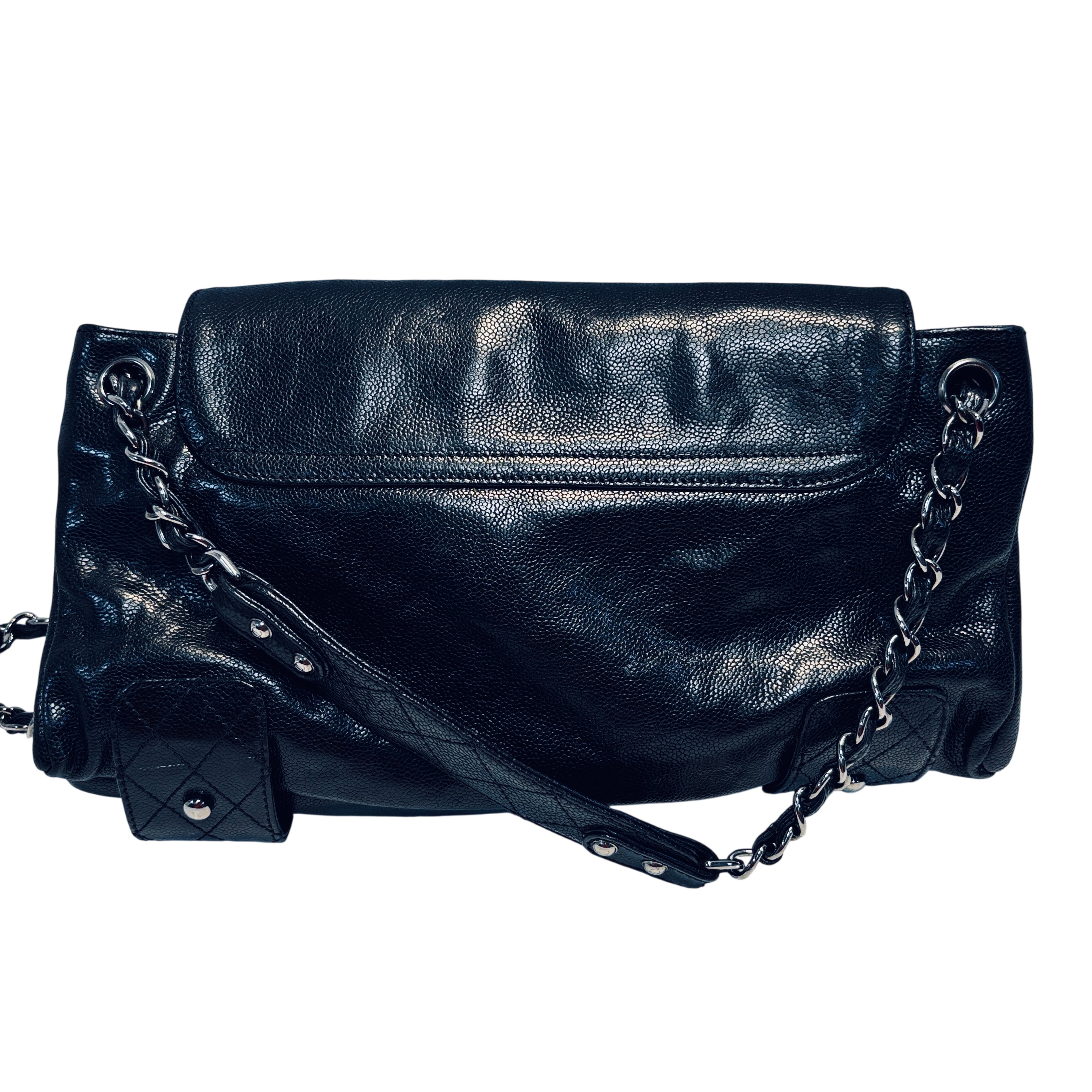 Chanel Pocket in the City Accordion Tote Purse Black