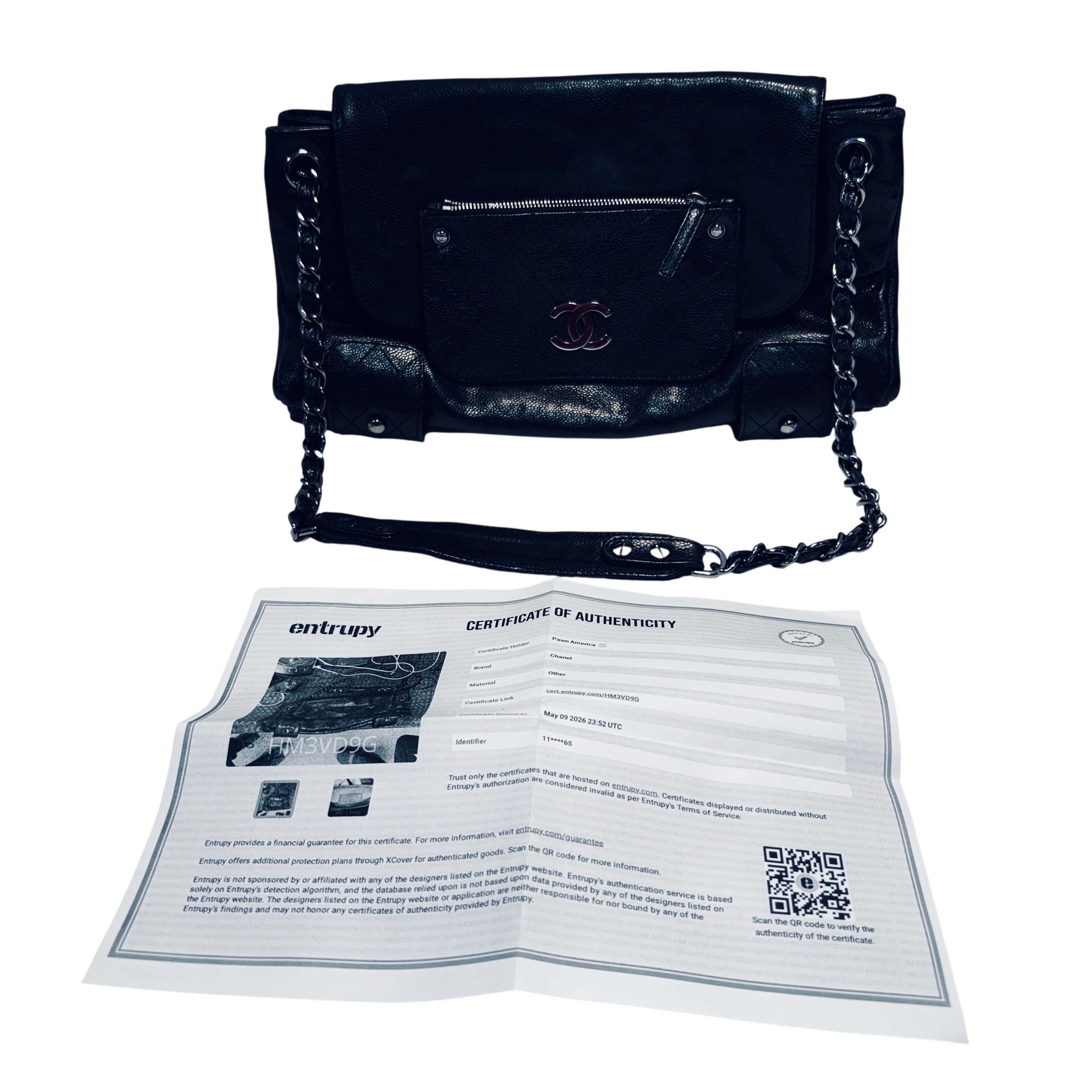 Chanel Pocket in the City Accordion Tote Purse Black
