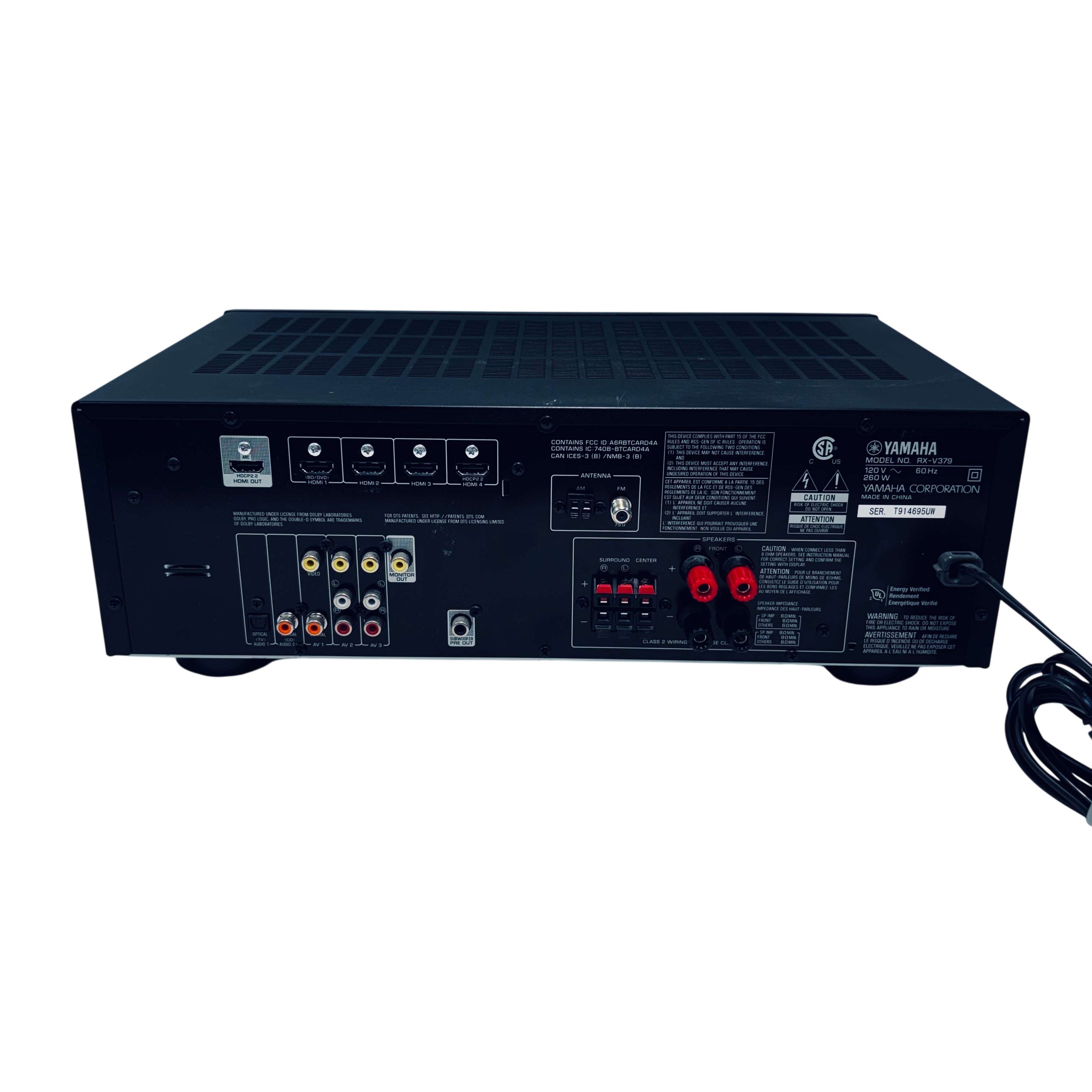Yamaha RX-V379 5.1 Channel Bluetooth 4K Ultra HD A/V Receiver