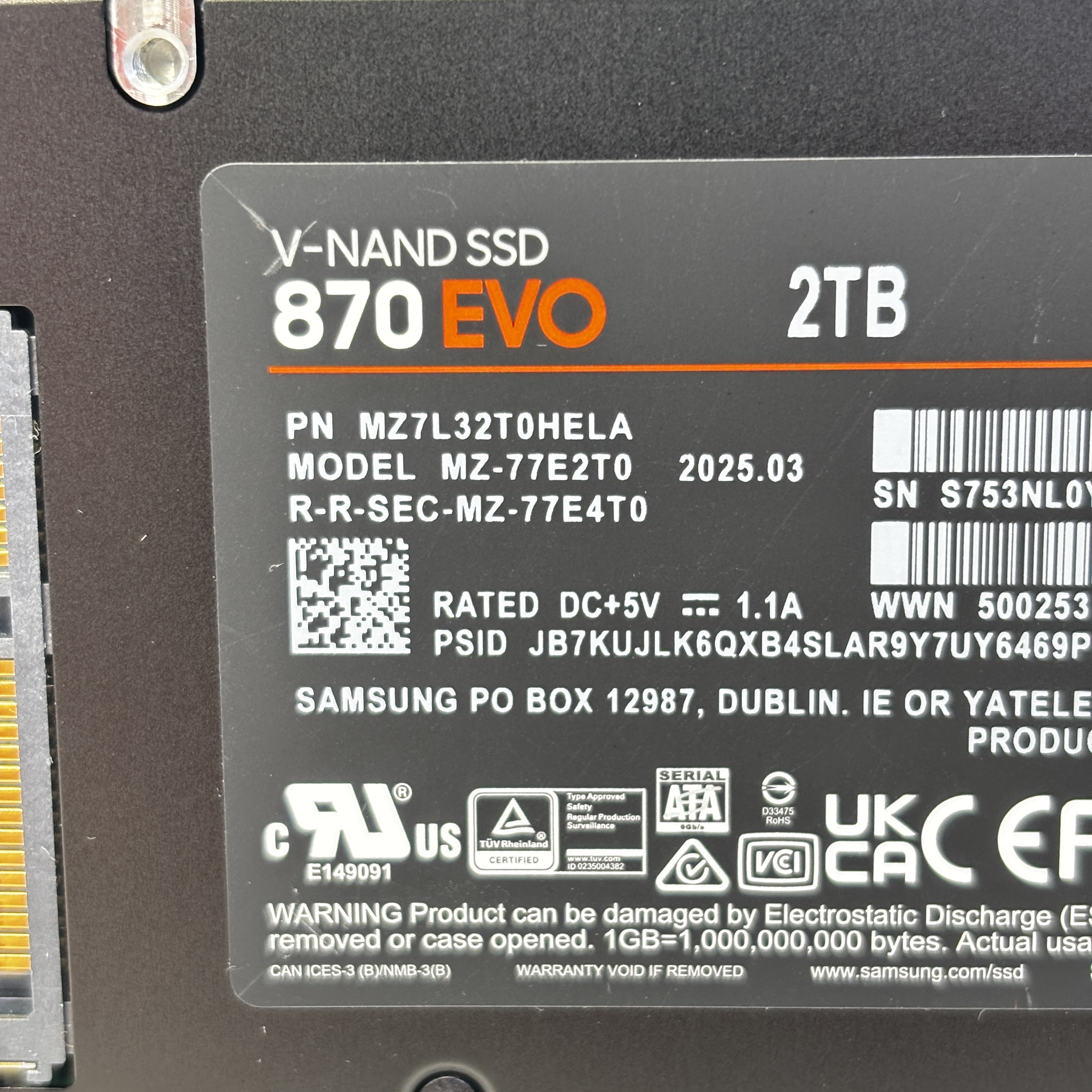 Samsung 870 EVO 2TB SATA III 6Gbps 2.5