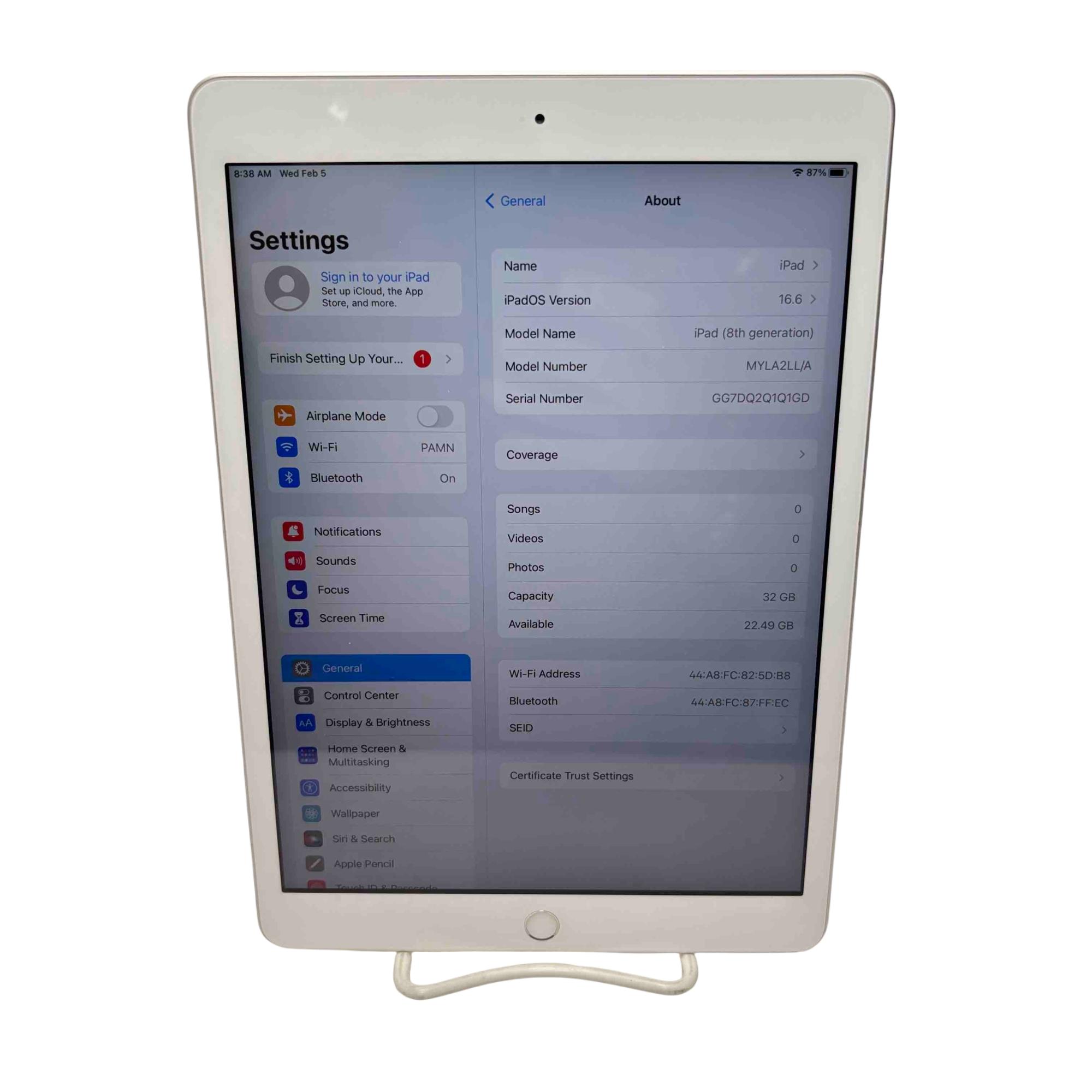 Apple iPad 8th Generation MYLA2LL/A A2270 32GB Wi-Fi Tablet Silver