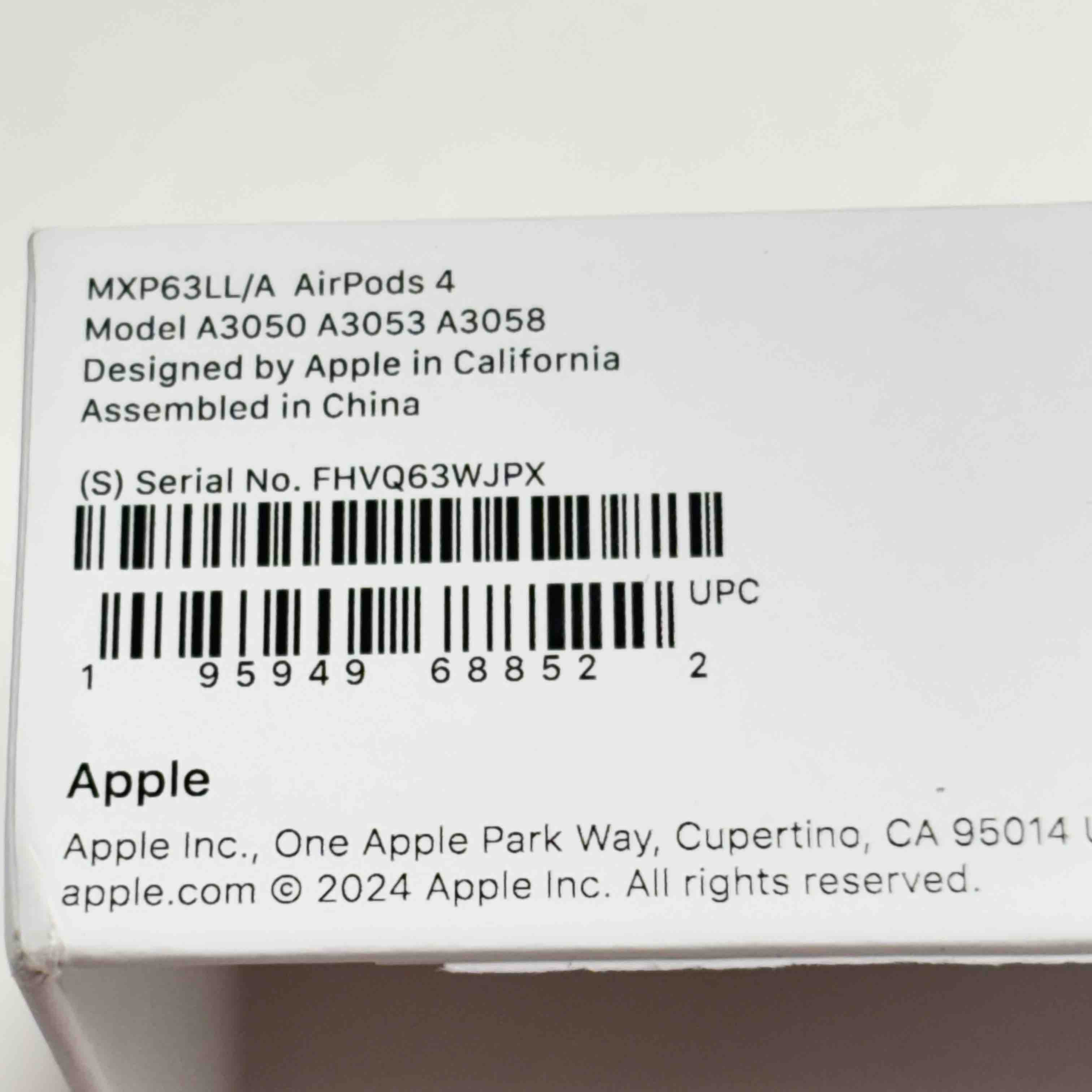 Apple AirPods 4th Gen Model A3050 MXP63LL/A Wireless Earbuds White