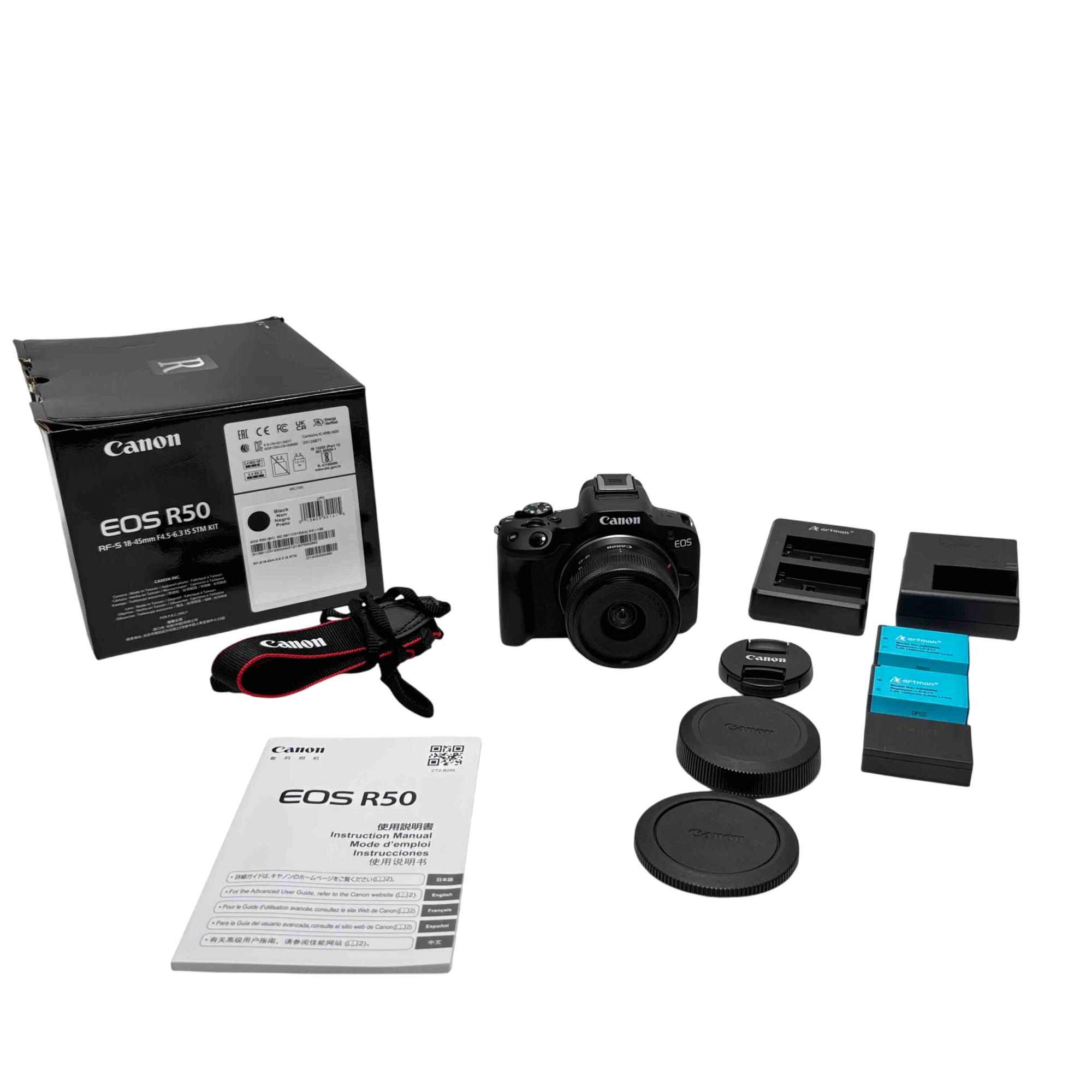 Canon EOS R50 Mirrorless 24.2MP Camera RF-S 18-45mm F4.5-6.3 IS 