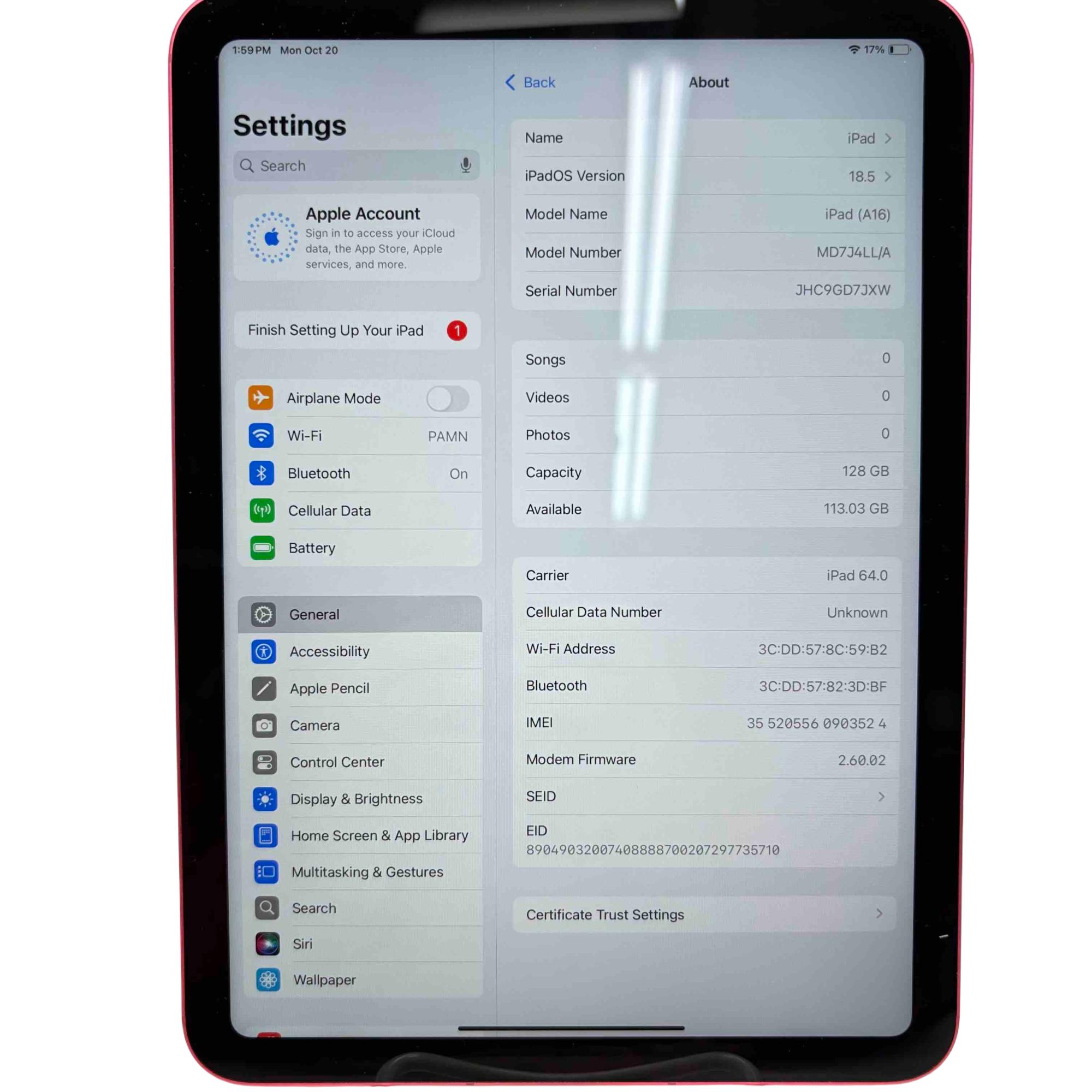 Apple iPad 10th Generation MD7J4LL/A 3.0GHz 128GB Wi-Fi + Cellular