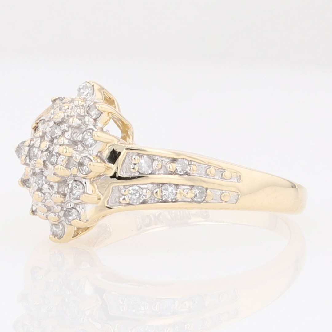 .18ctw Round Cut Diamond Cluster Engagement Ring 10k Yellow Gold Size 7