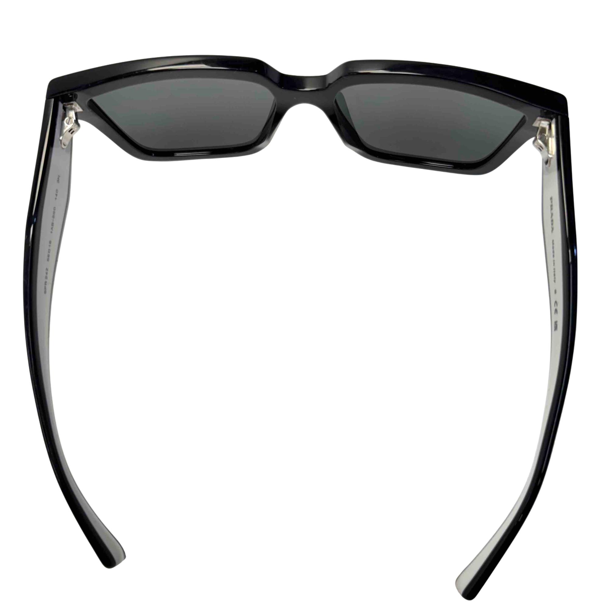 Prada SPR 24 58018 1AB-560 Black Rectangular Sunglasses