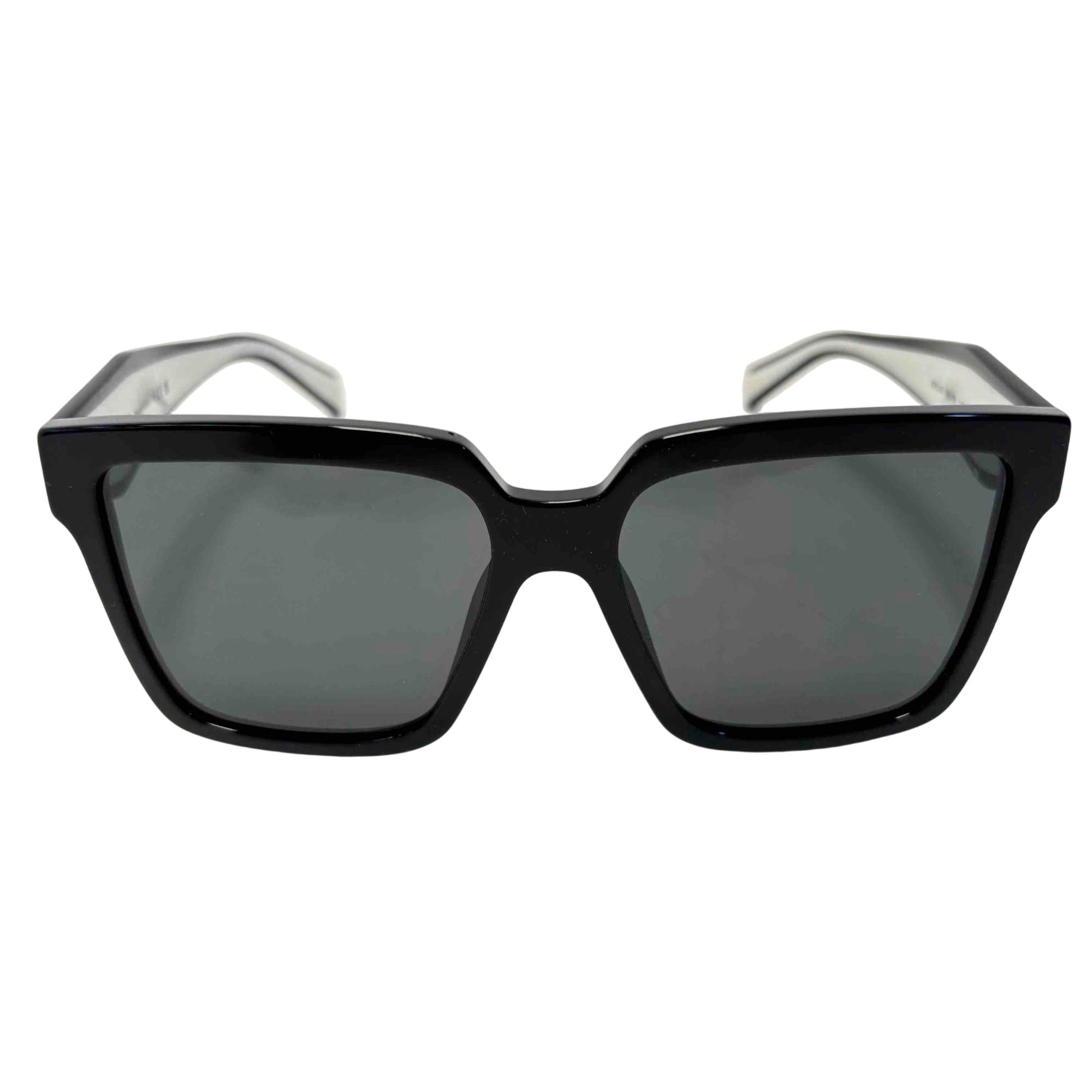 Prada SPR 24 58018 1AB-560 Black Rectangular Sunglasses