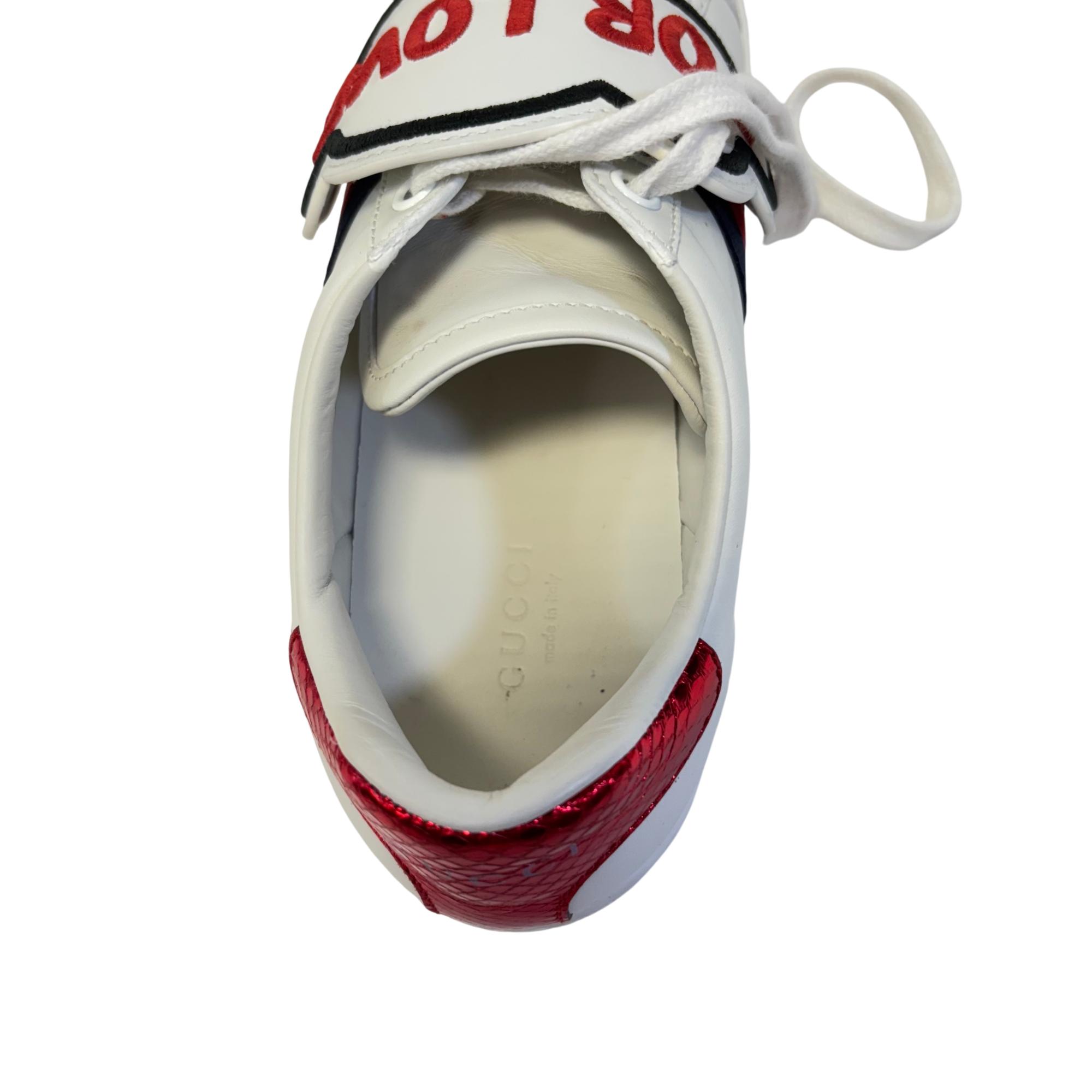 Gucci Ace Blind For Love White Leather Sneakers 470342-0-9070