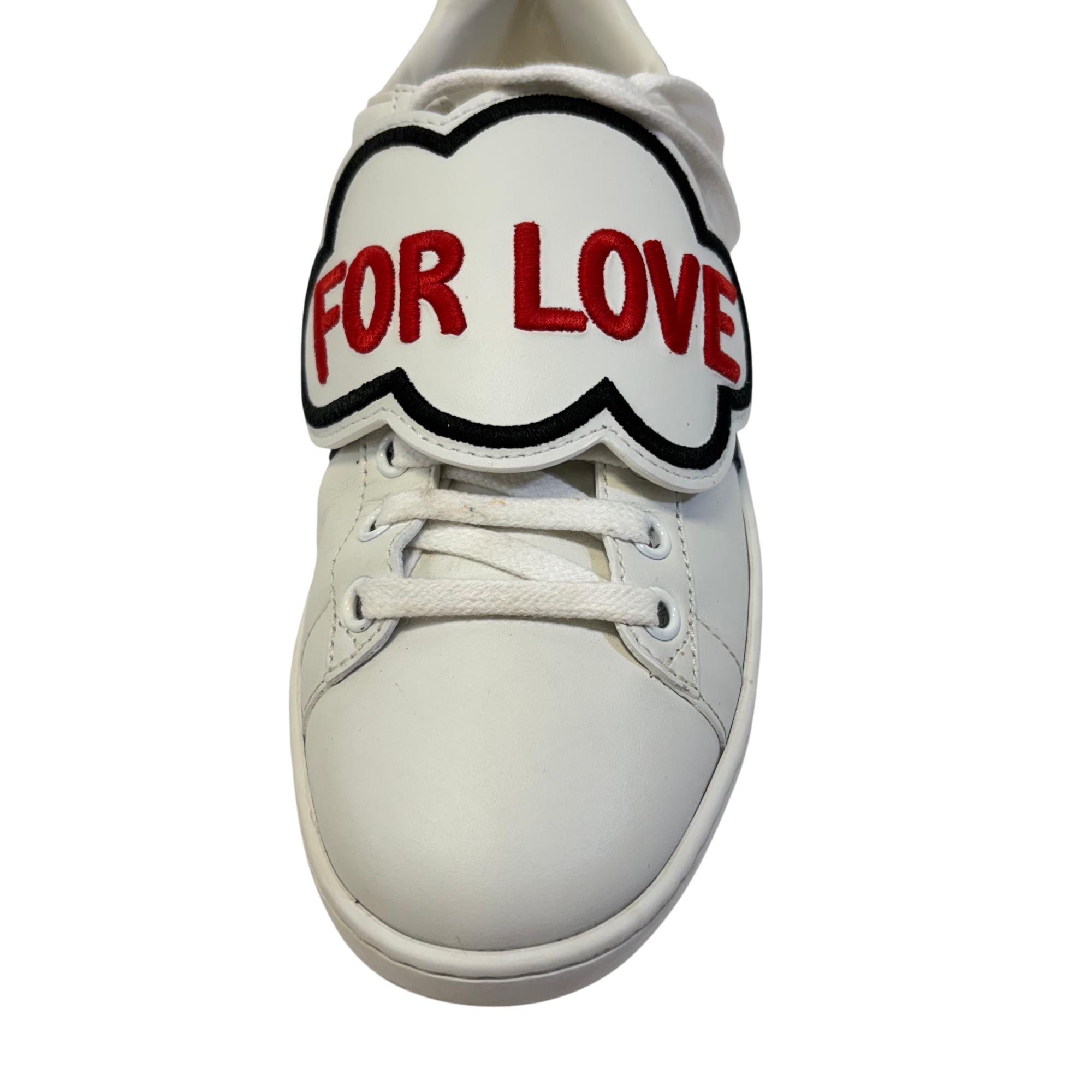Gucci Ace Blind For Love White Leather Sneakers 470342-0-9070