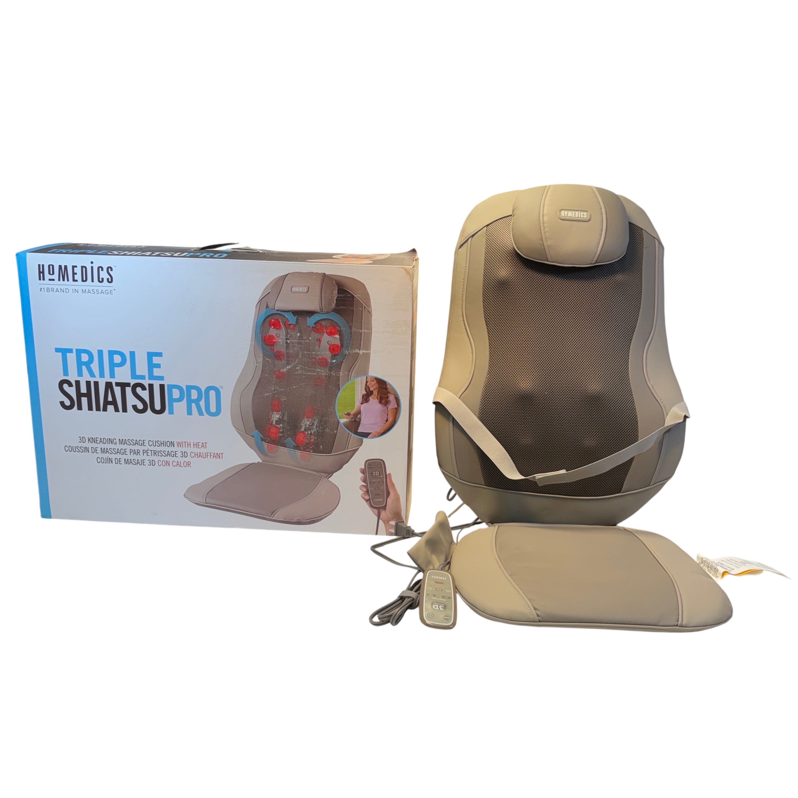 homedics vibrating massage chair Homedics Deluxe Portable Seat Cushion Massager with Heat Vibrating pad,  Integrated Control, Invigorating Vibration for Back and Lumbar. Black In  color main image 0