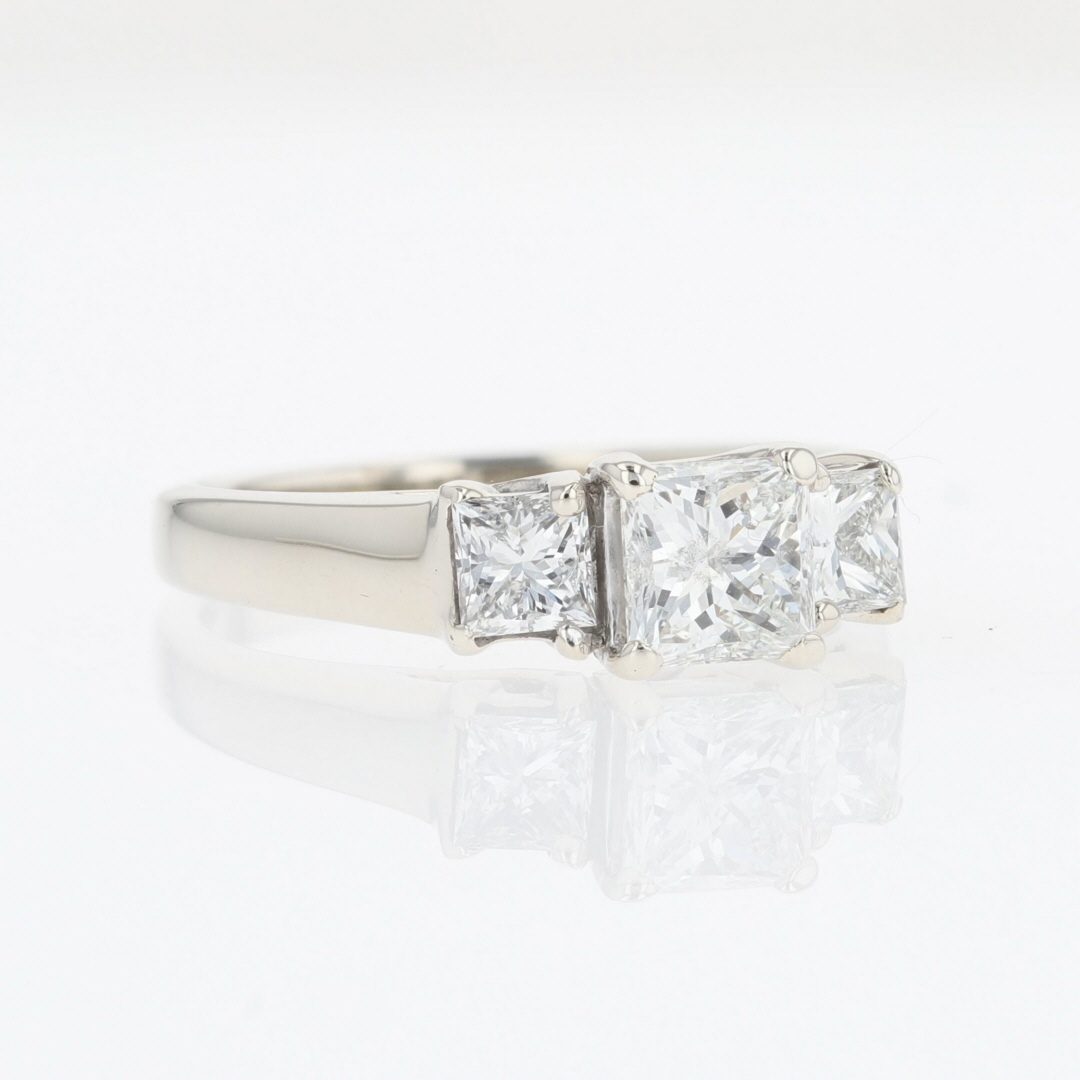 1.10ctw Princess Cut Diamond Three-Stone Engagement Ring 14k White Gold ...