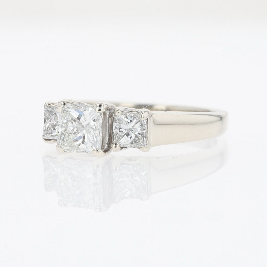 1.10ctw Princess Cut Diamond Three-Stone Engagement Ring 14k White Gold ...