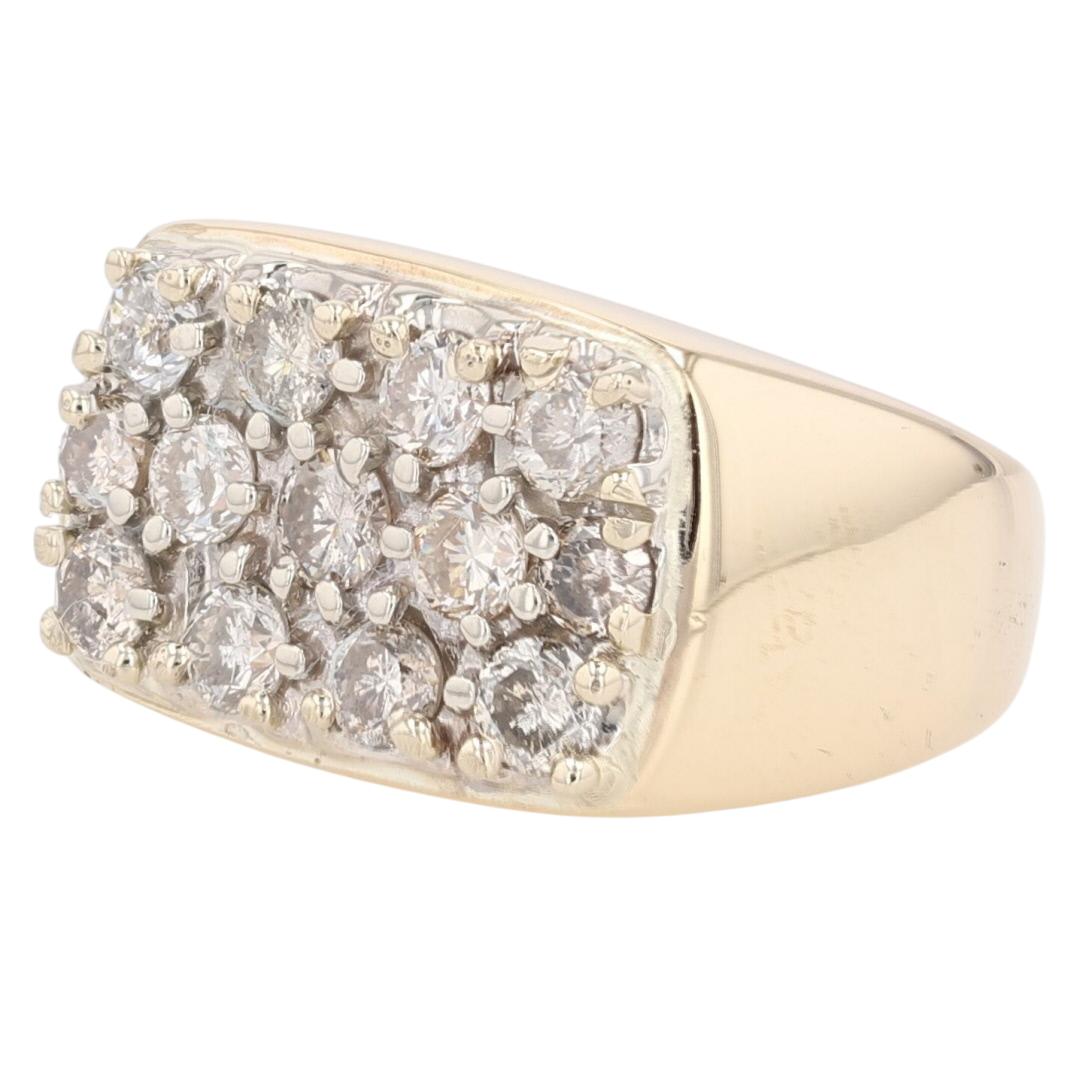 1.82ctw Round Cut Diamond Cluster Wedding Band Ring 14k Yellow Gold ...