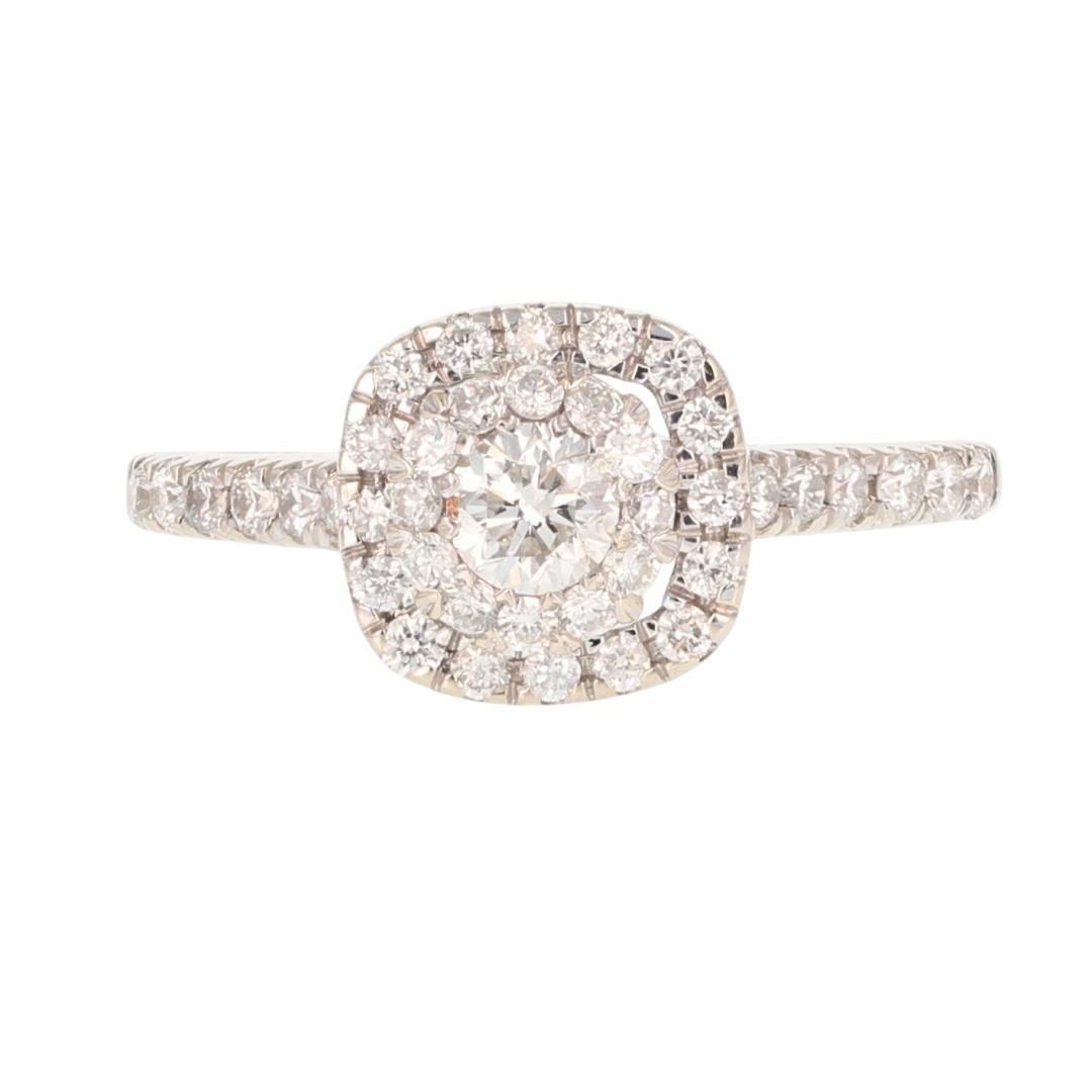 .67ctw Round Cut Diamond Double Halo Engagement Ring 14k White Gold ...